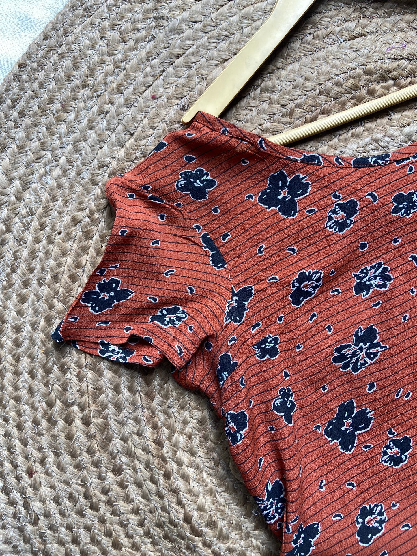 Rust Floral Printed Crop Top