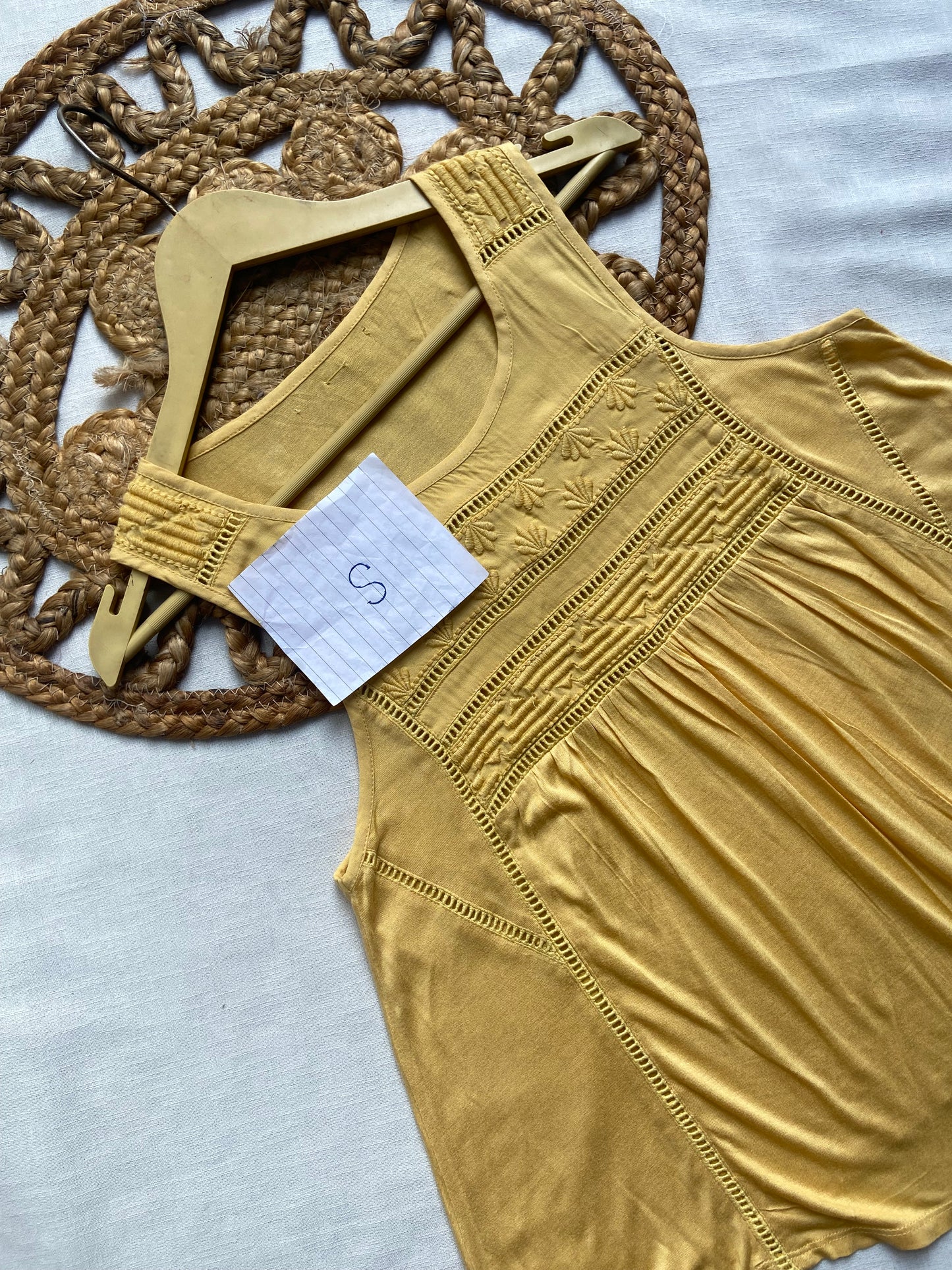 Mustard Yellow Sleeveless Boho Top for Women