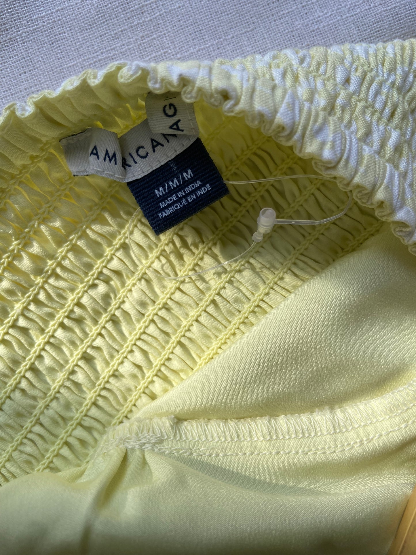 Printed Spaghetti Strap Crop Top – Soft Yellow