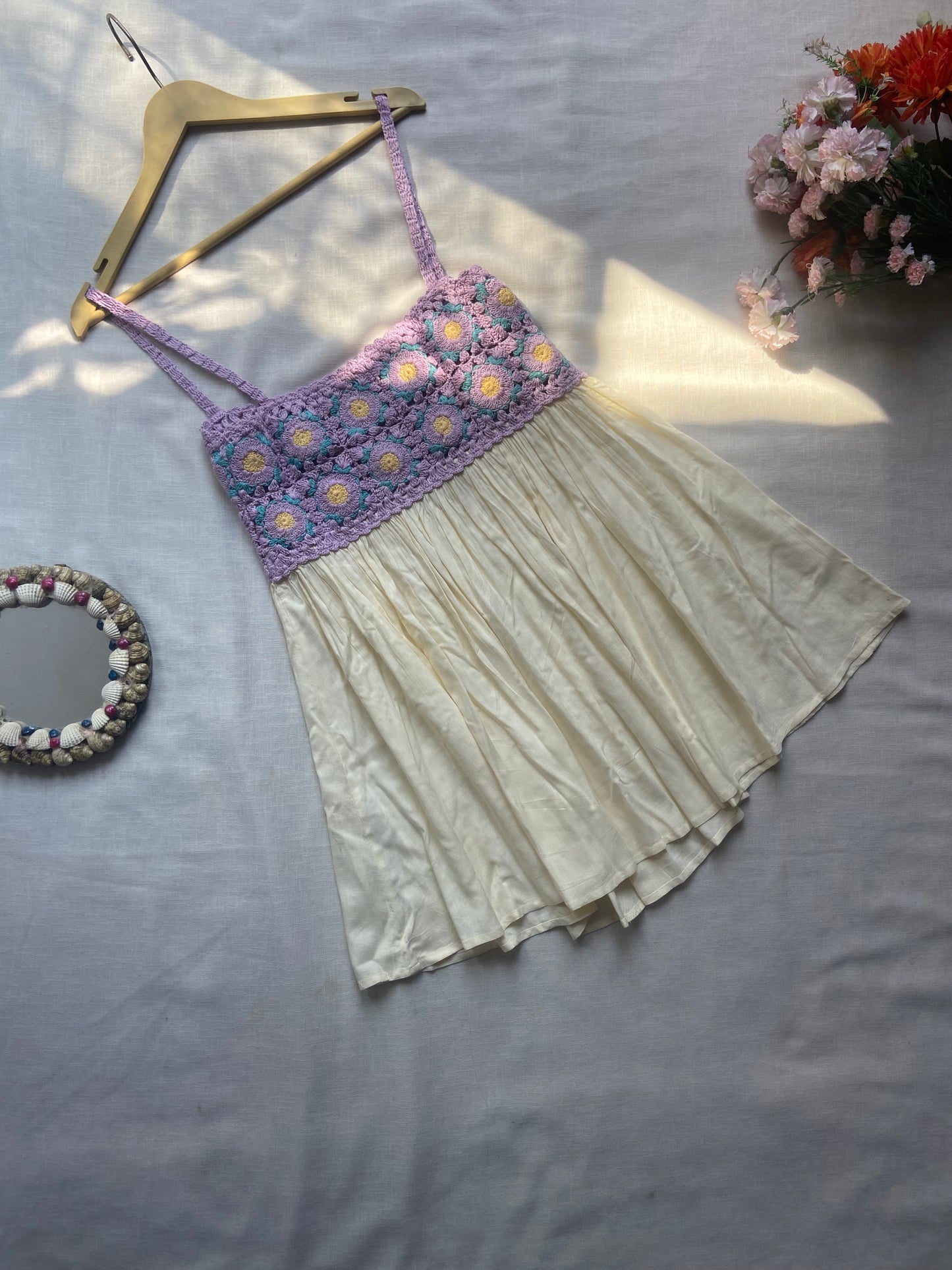 Boho Crochet Yoke Spaghetti Strap Top