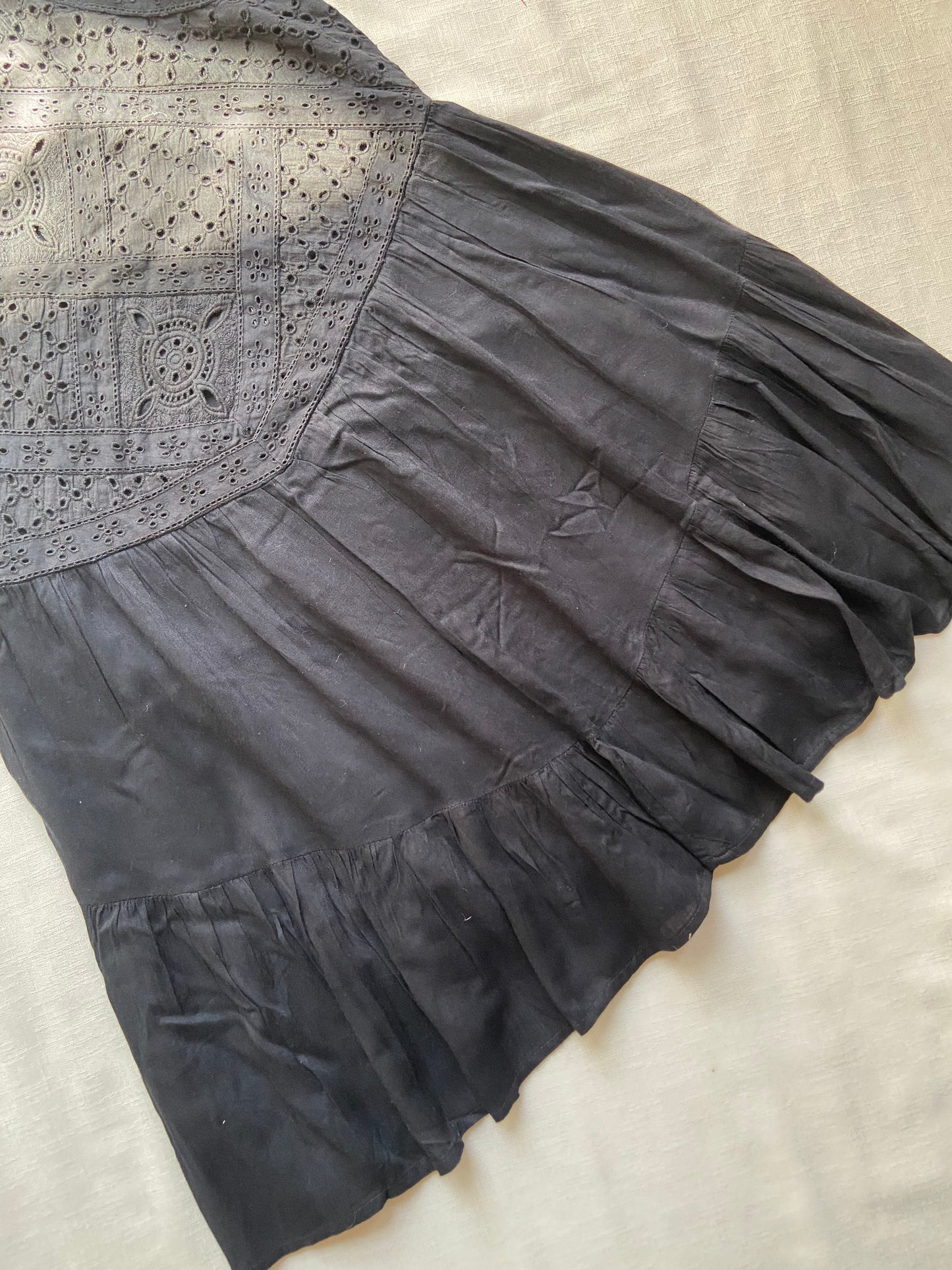 Black Eyelet Embroidered Spaghetti Strap Dress