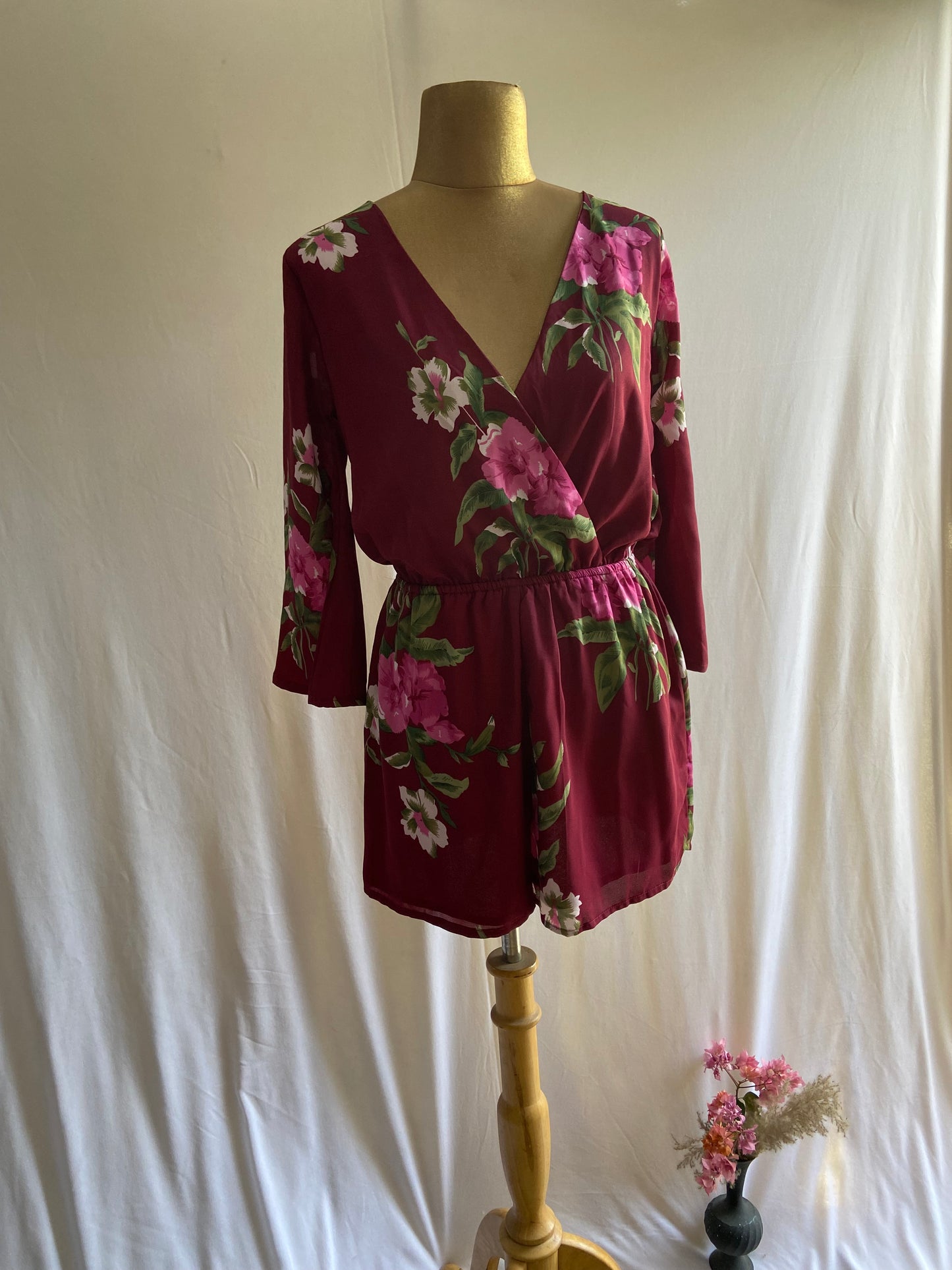 Women's Floral Wrap V-Neck Romper