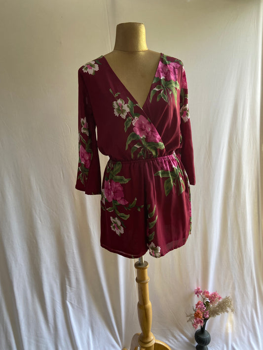 Women's Floral Wrap V-Neck Romper