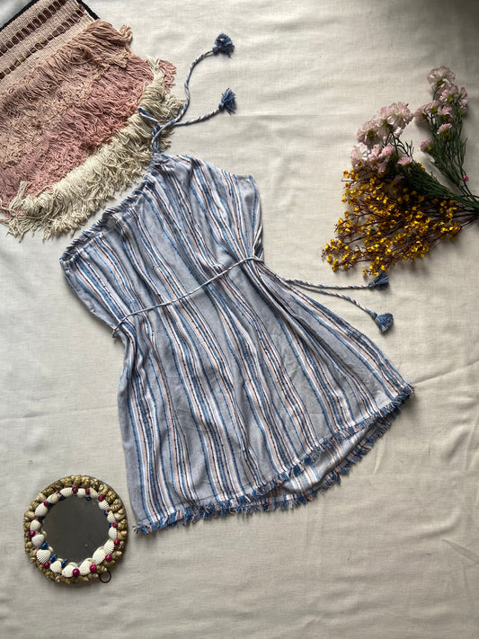 Coastal Stripe Tassel Mini Dress