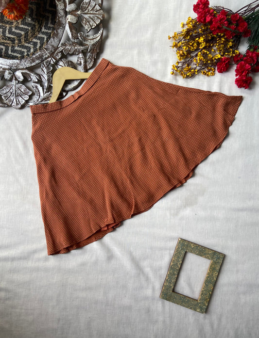 Rust Printed Short Skirt