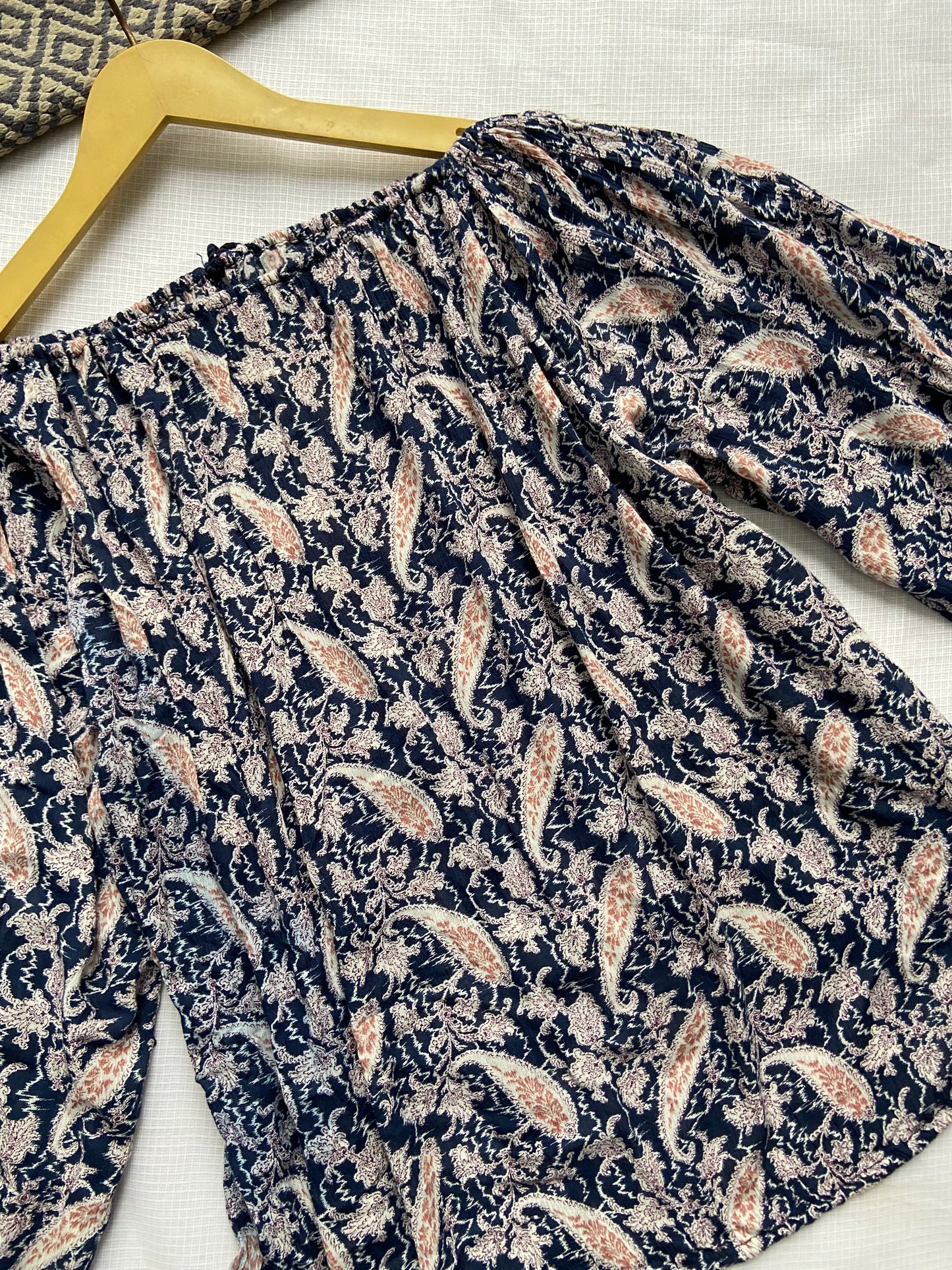 Women's Off-Shoulder Printed Cotton Top