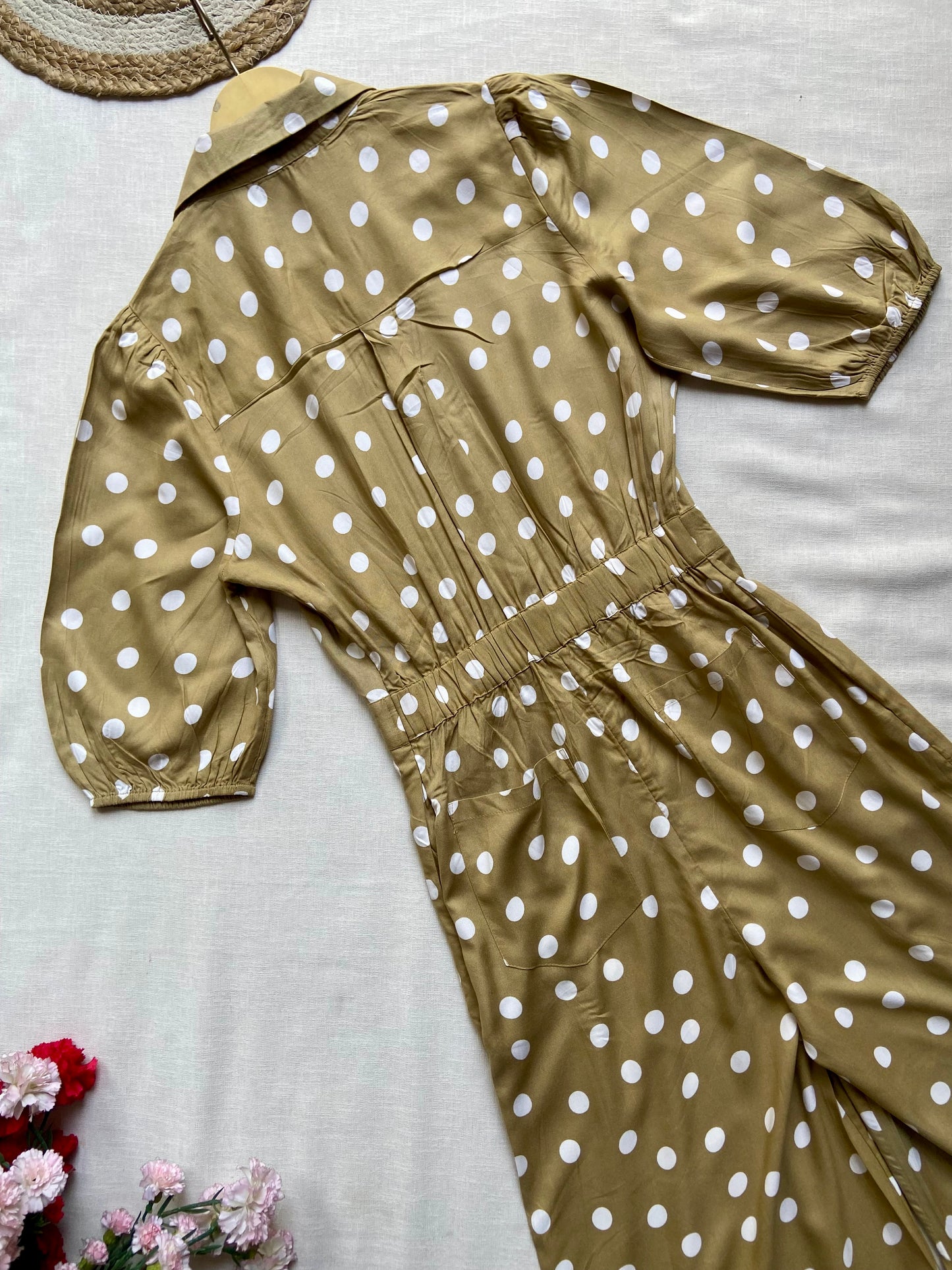 Olive Polka Dot Jumpsuit