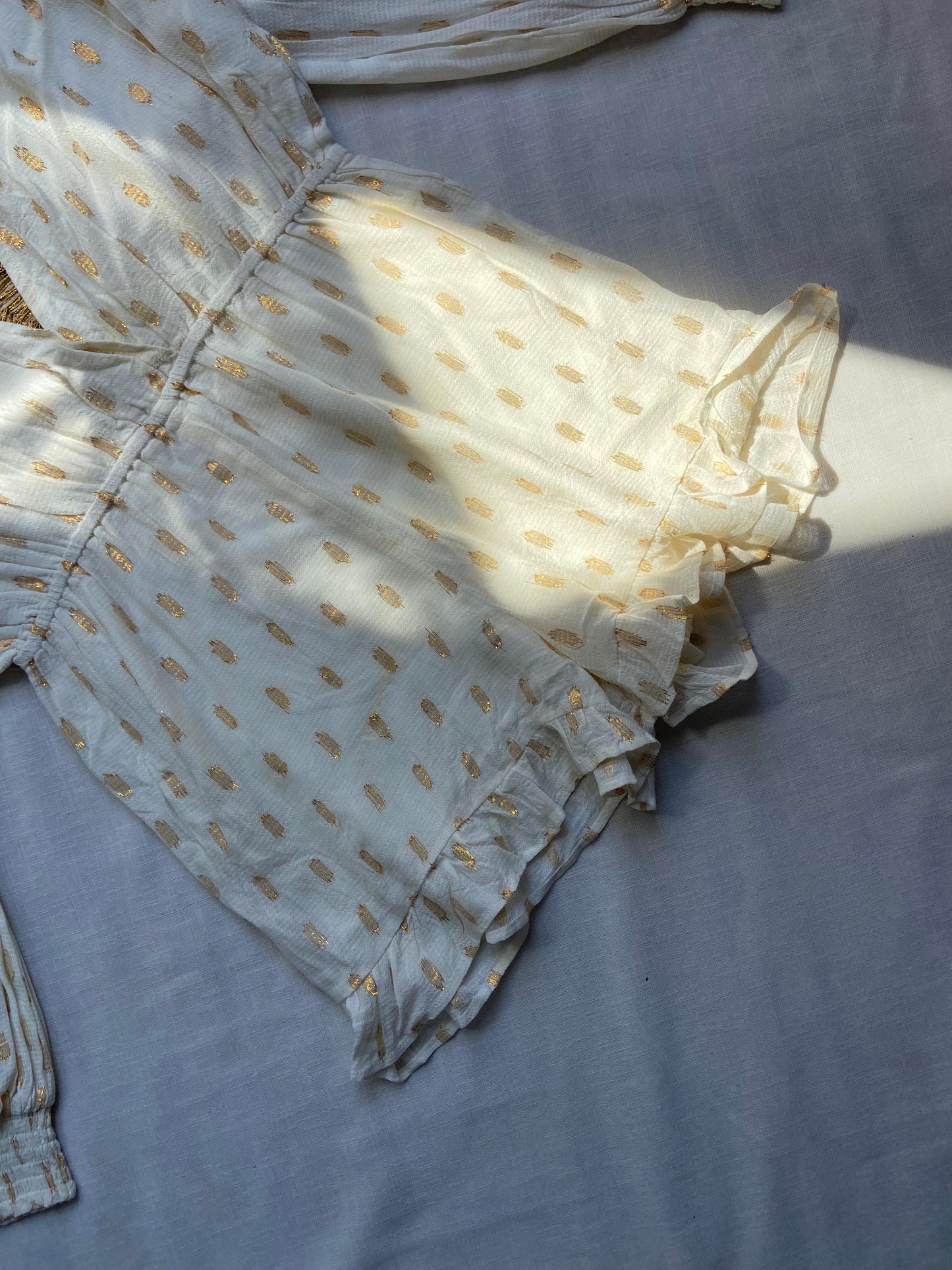 Elegant White Polka Dot Ruffled Romper