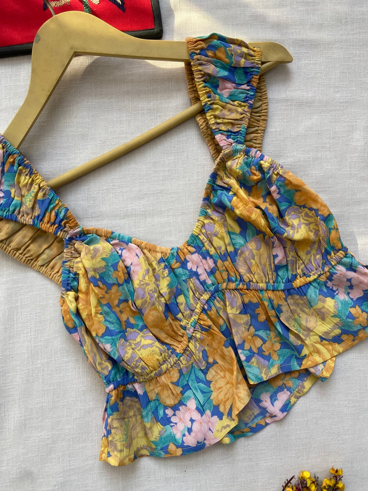 Golden Muse Frill Crop Top