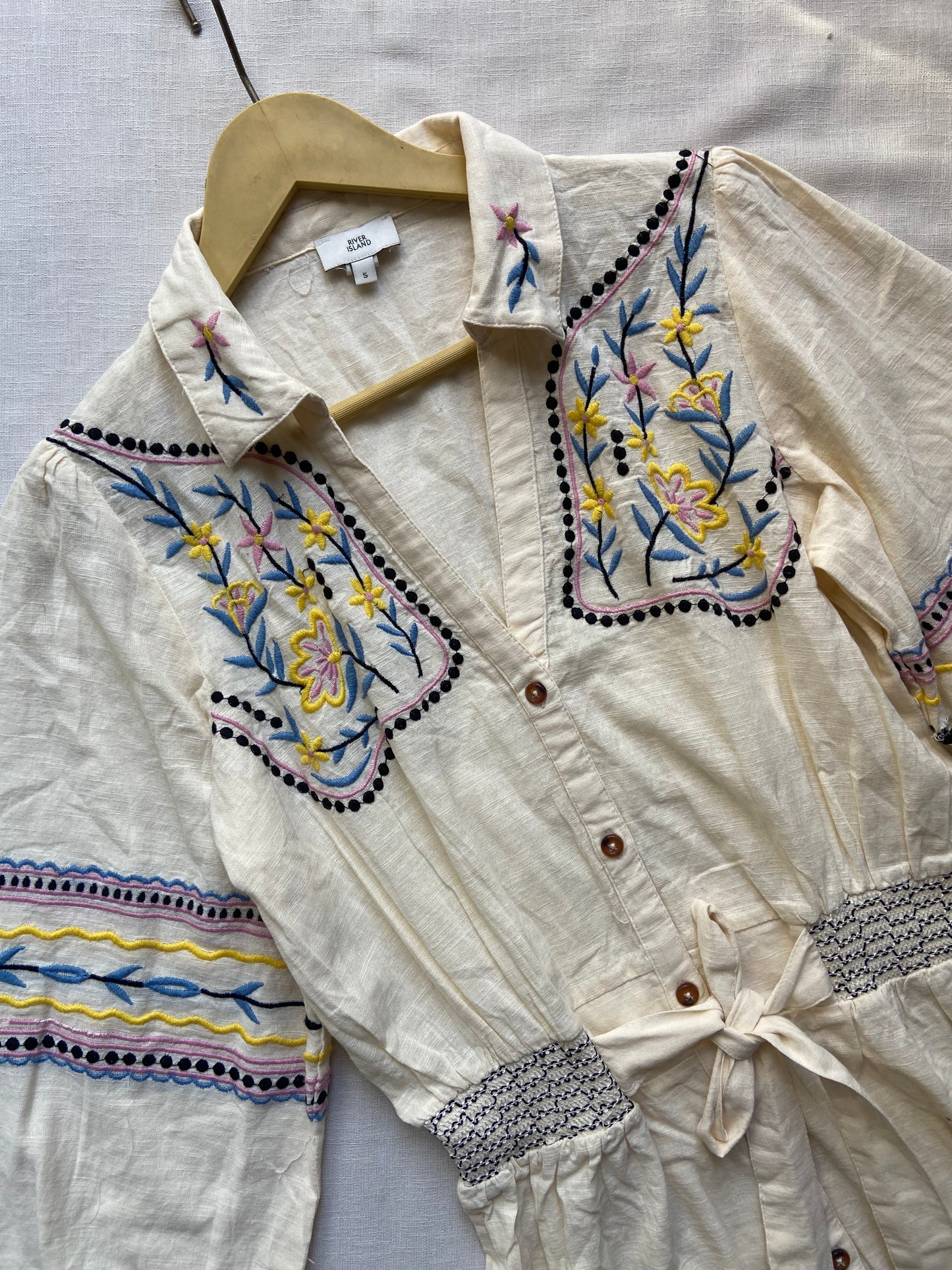 Boho Chic Embroidered Button-Down Mini Dress