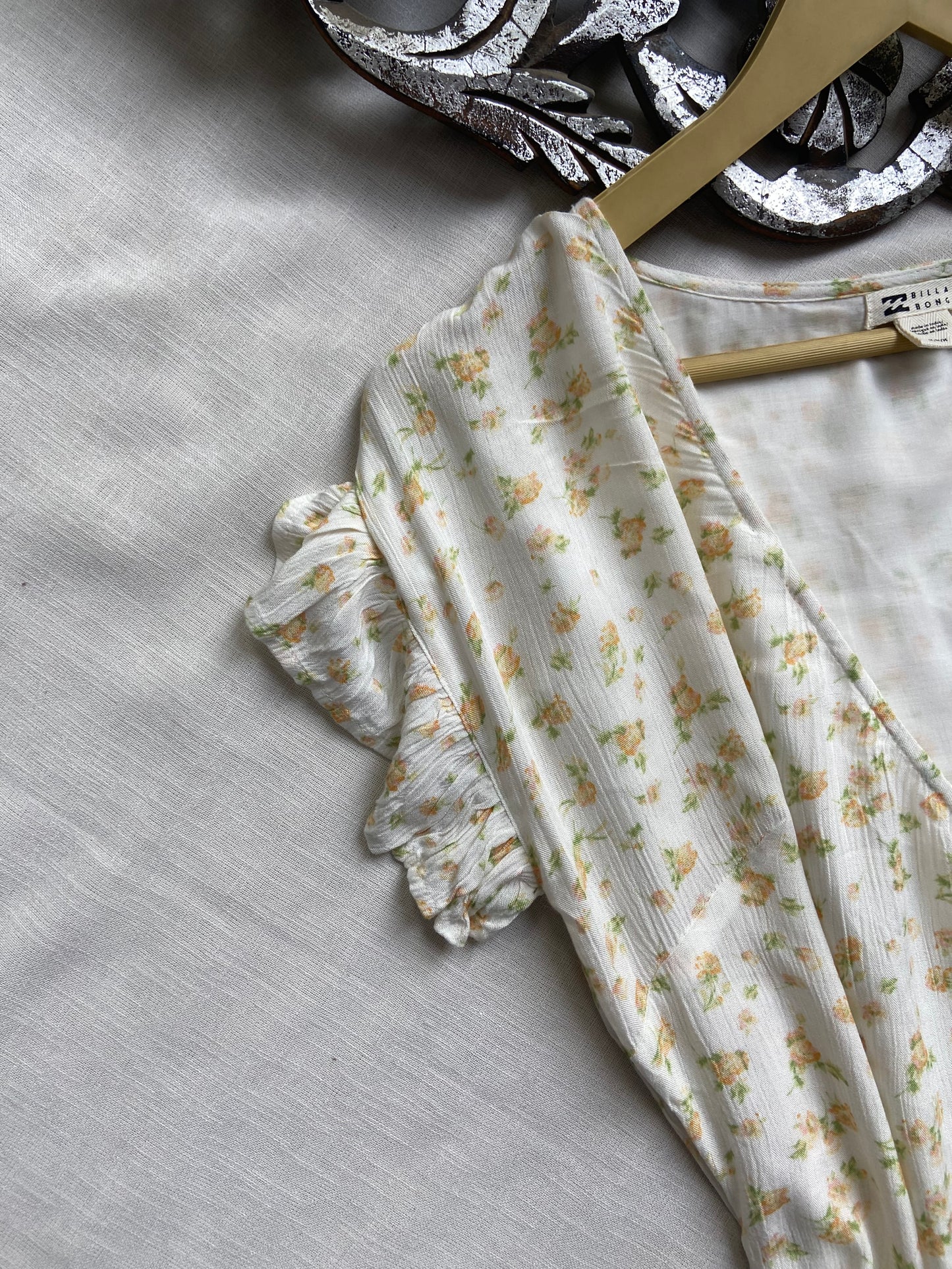 White Floral Wrap Mini Dress