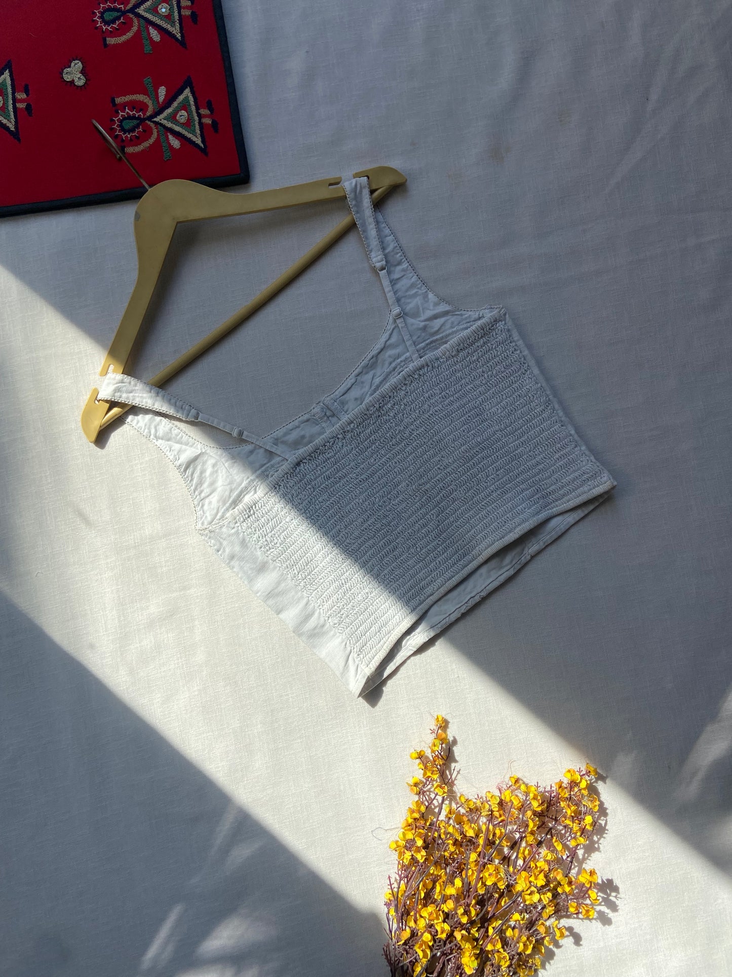 White Cotton Eyelet Embroidered Crop Top