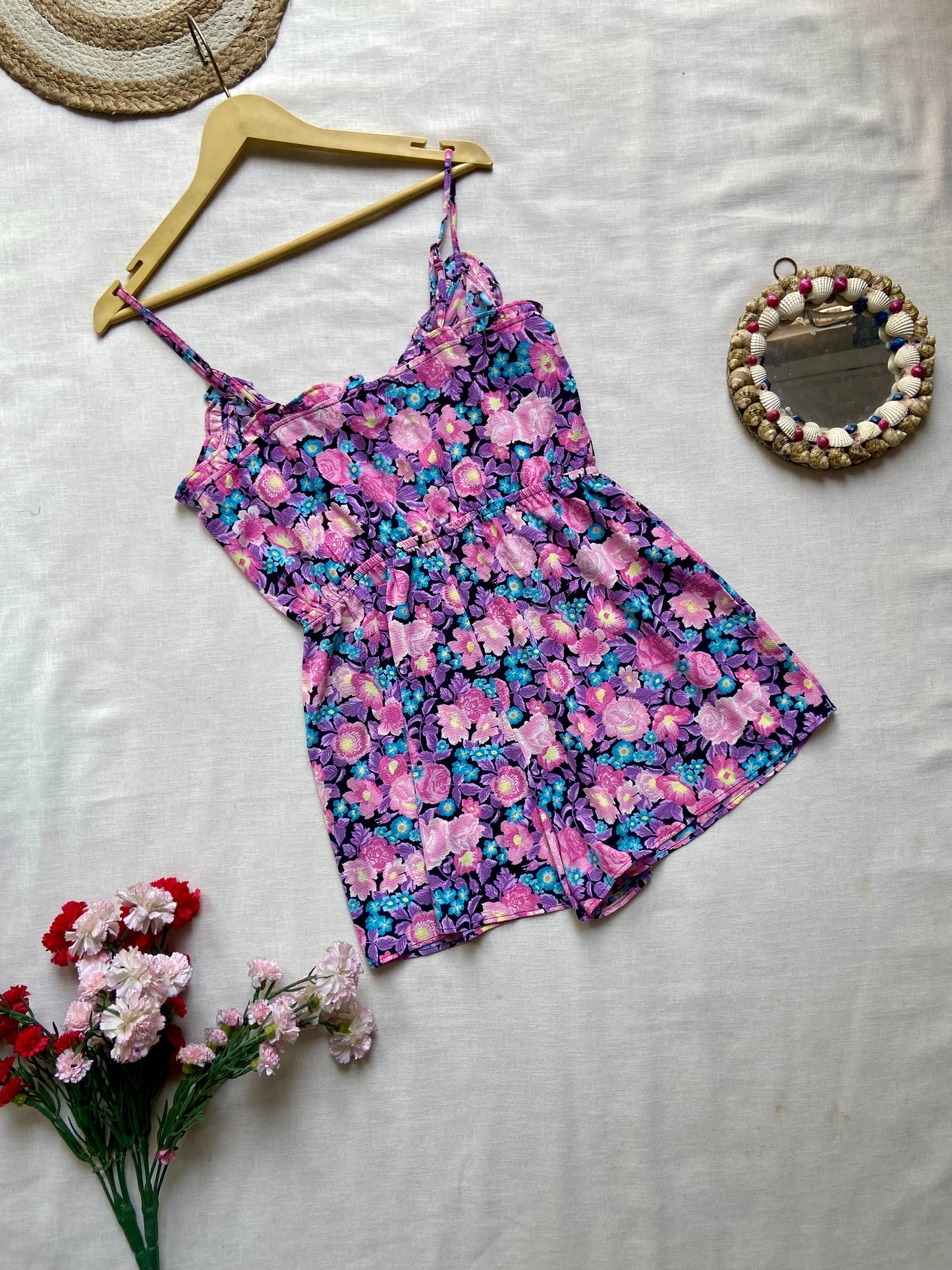 Blurple Floral Romper