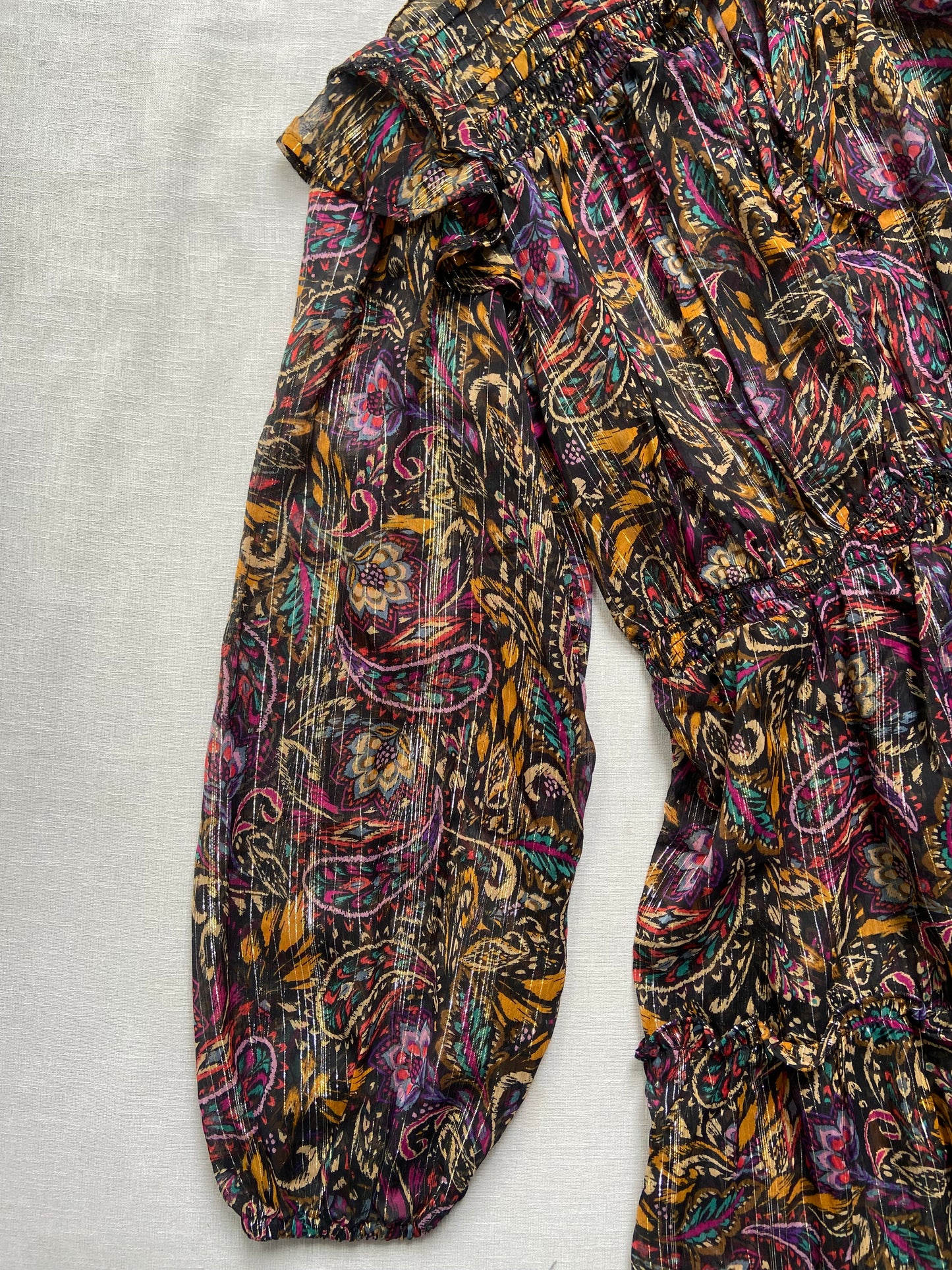 Boho Puff Sleeve Lurex Mini Dress