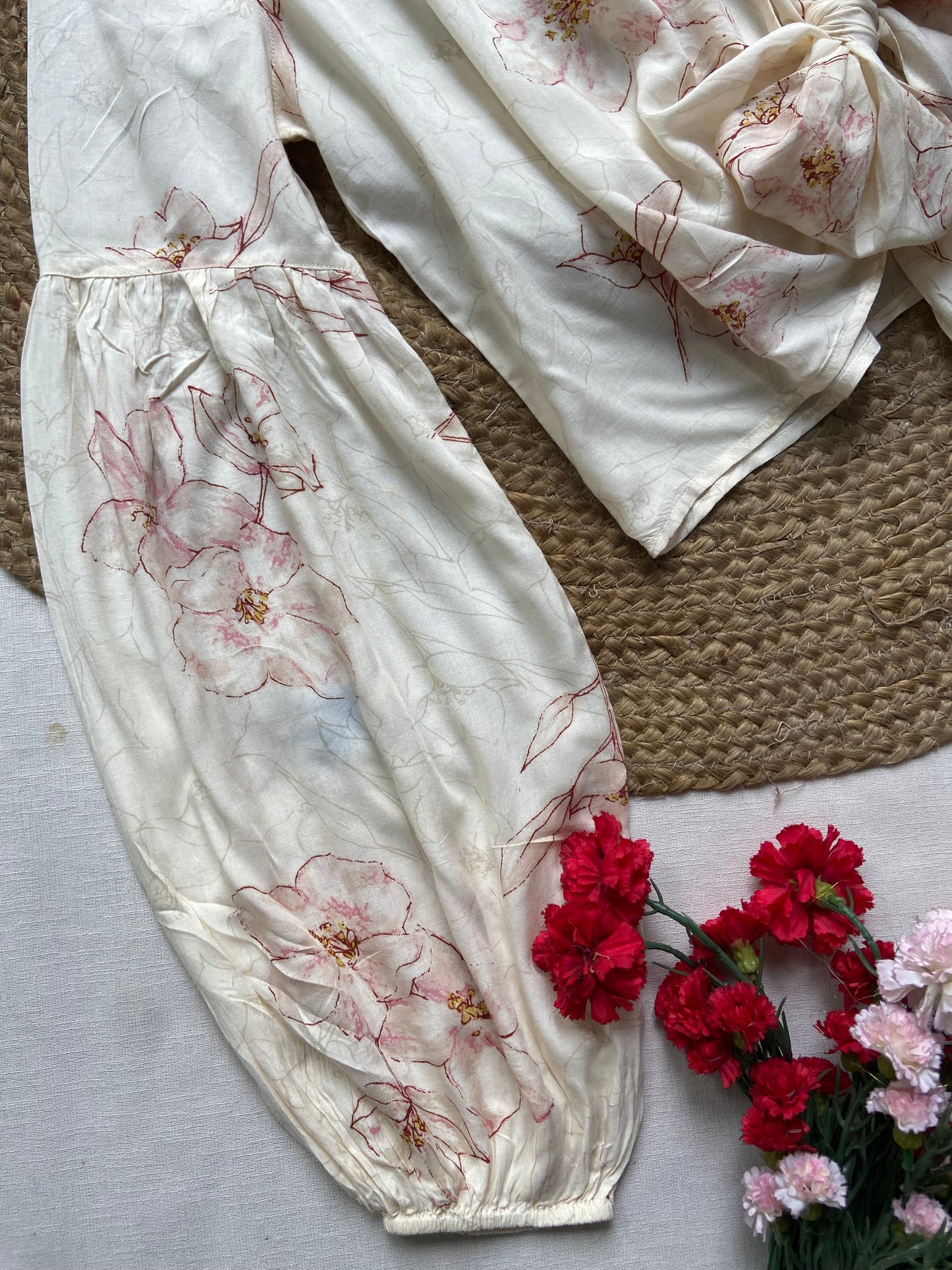 Floral Satin Tie-Front Wrap Top