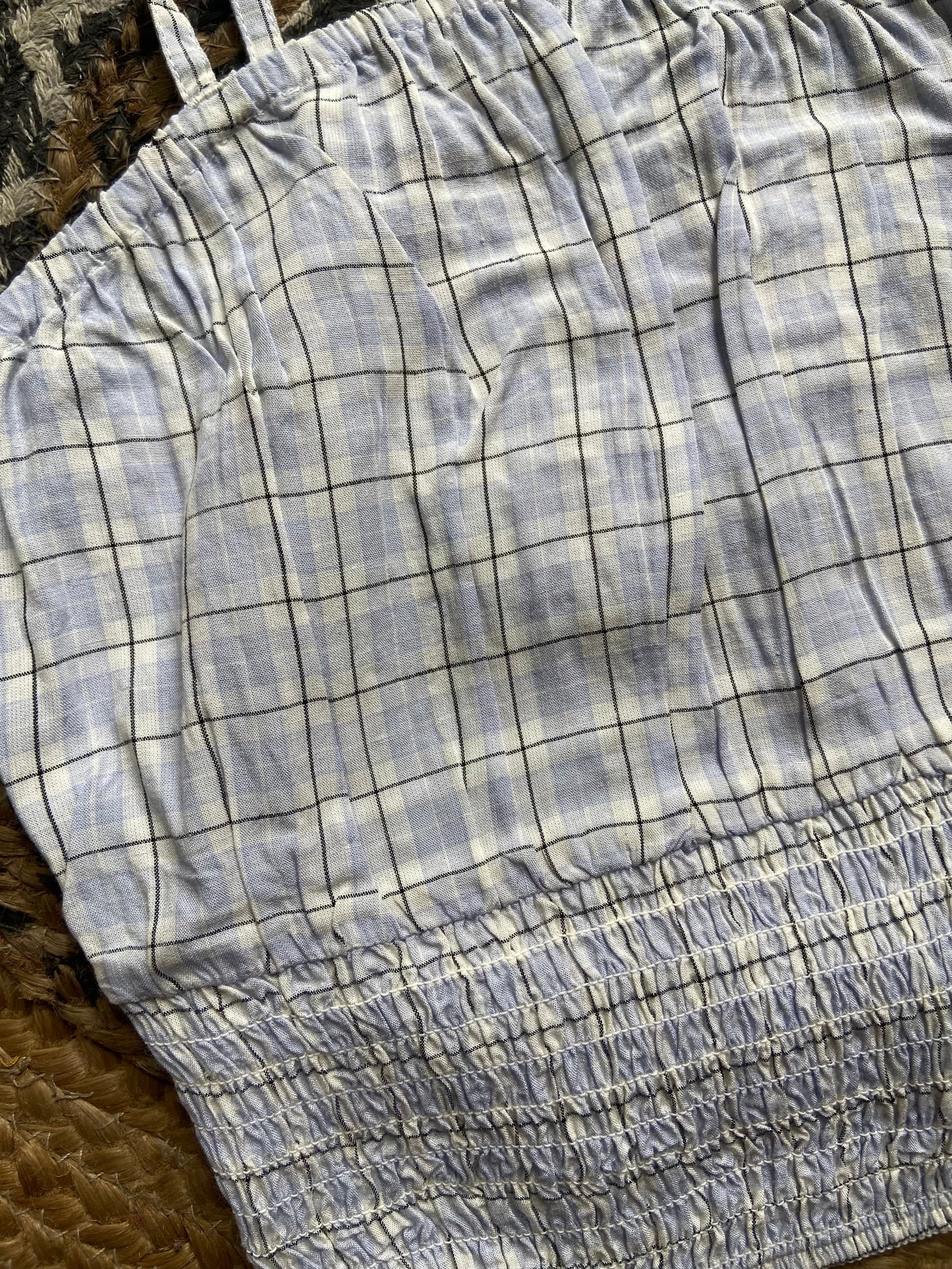 Women's Blue Checkered Spaghetti Strap Crop Top