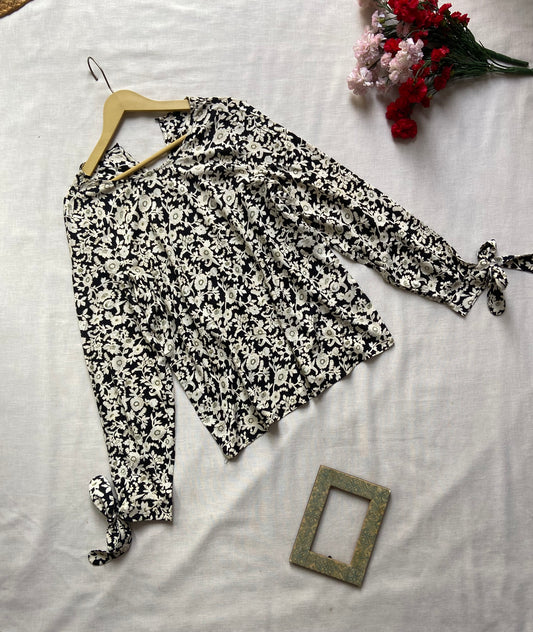 Black And White Floral Top