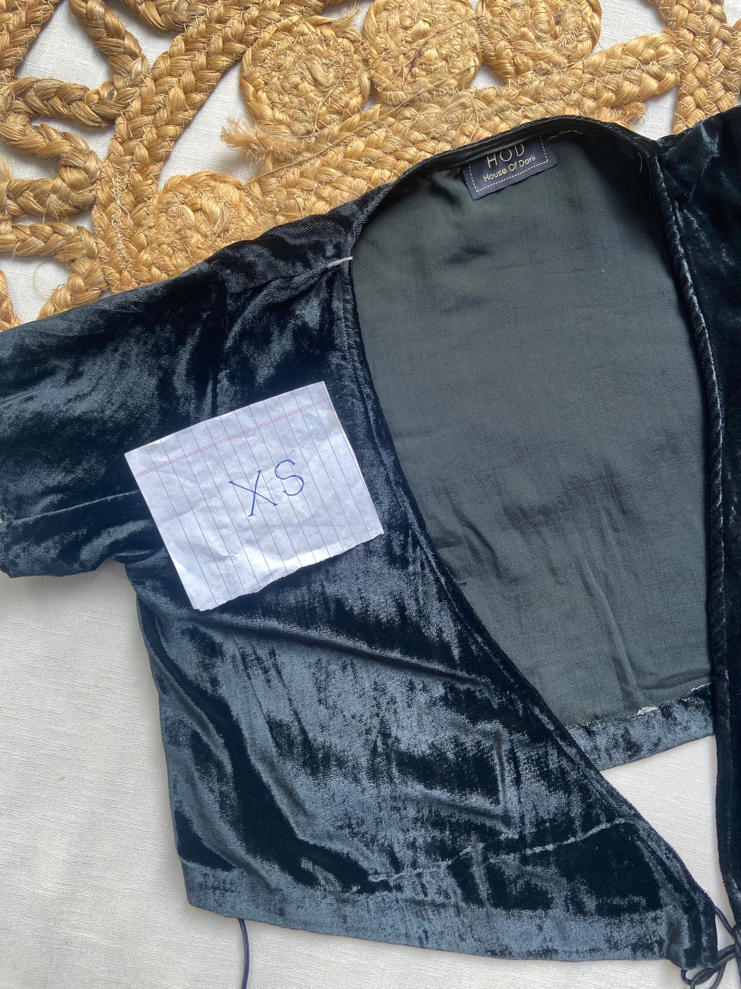 Women’s Black Velvet Off Shoulder Tie Front Crop Top