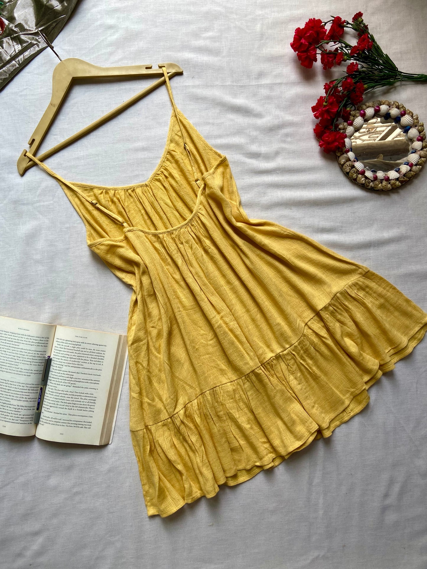 Yellow Spaghetti Strap Summer Dress