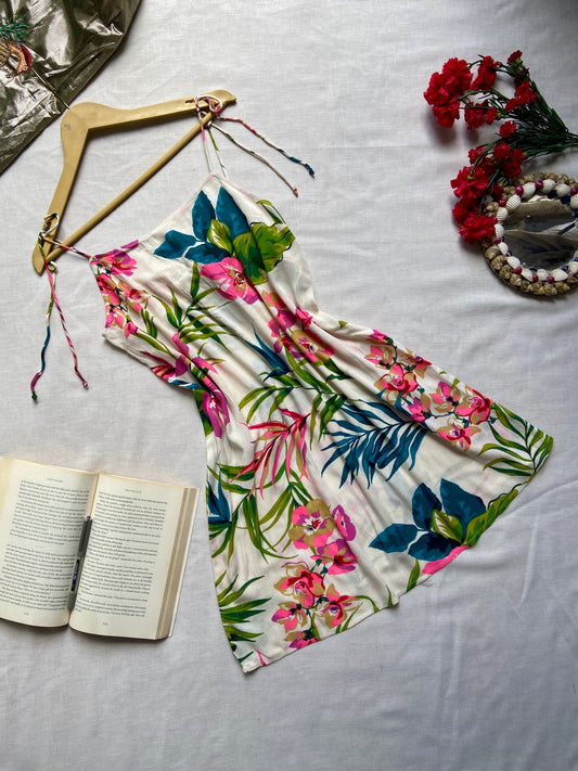 Tropical Floral Spaghetti Strap Dress