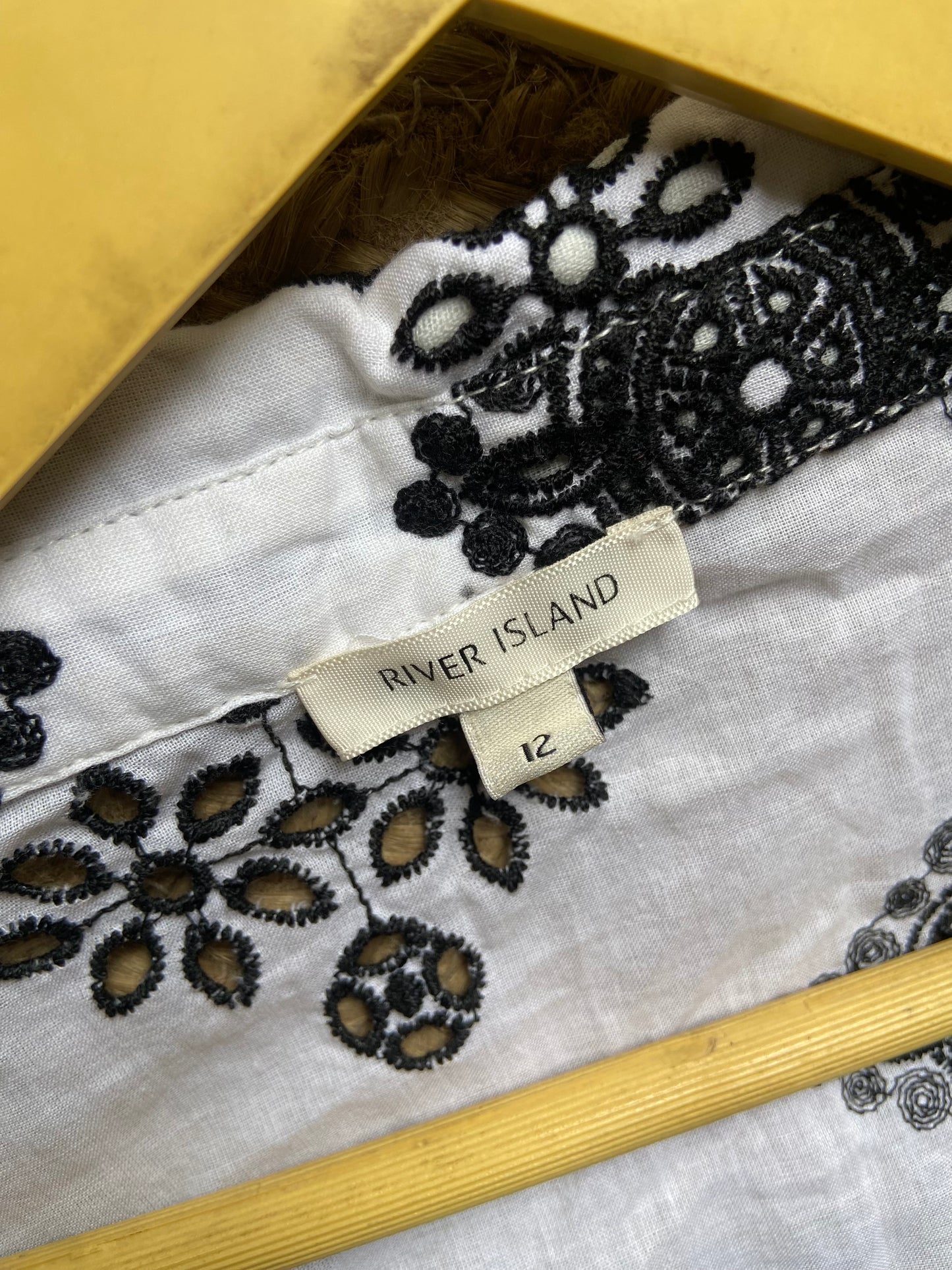 Women's White & Black Printed Long Sleeve Collared Shirt