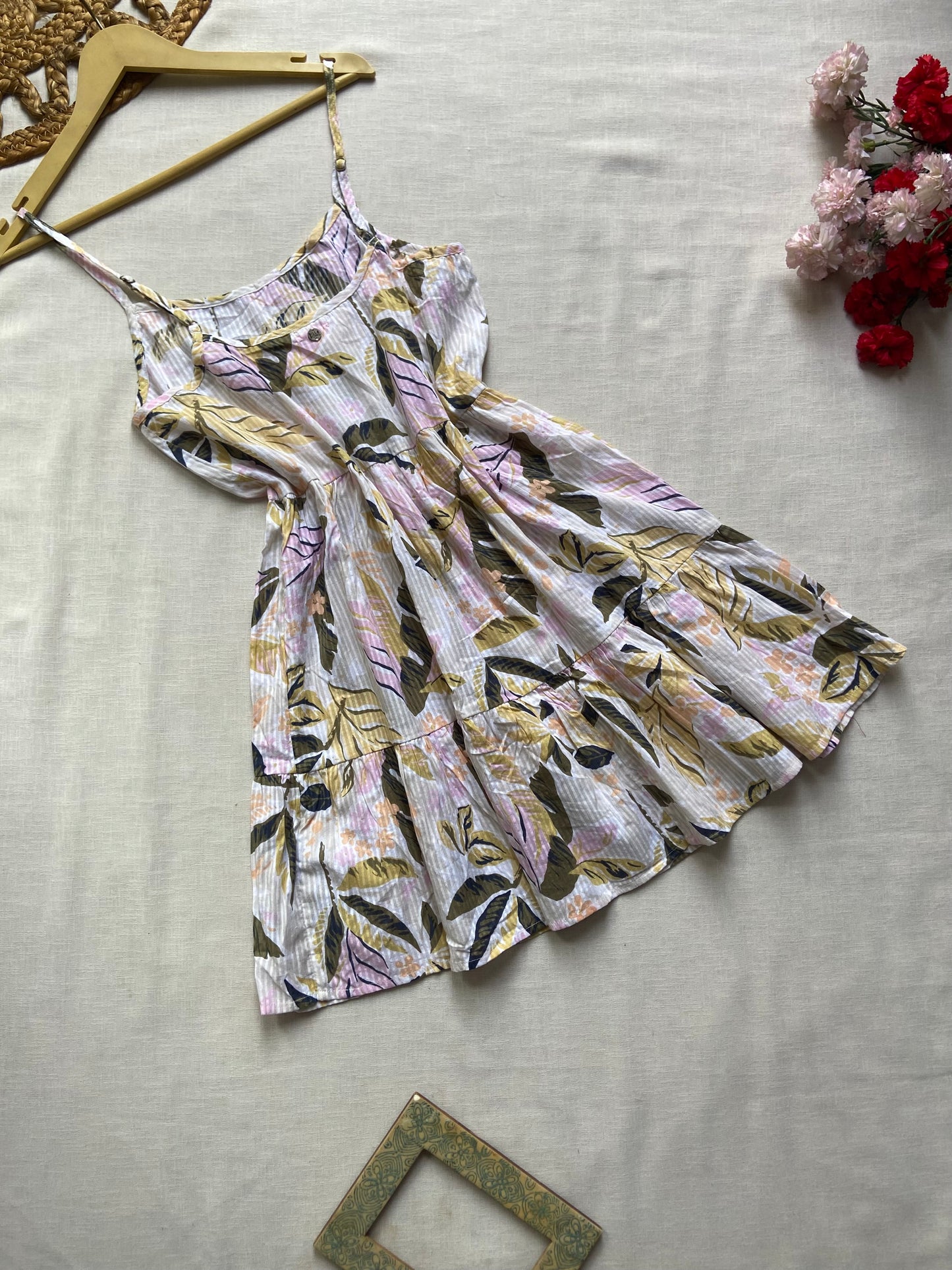 Stripe Print Floral Mini Dress