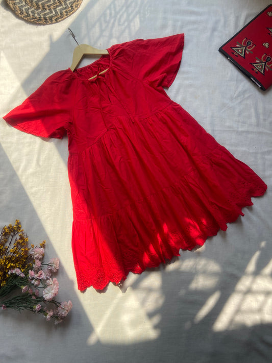 Crimson Petal Flare Mini Dress