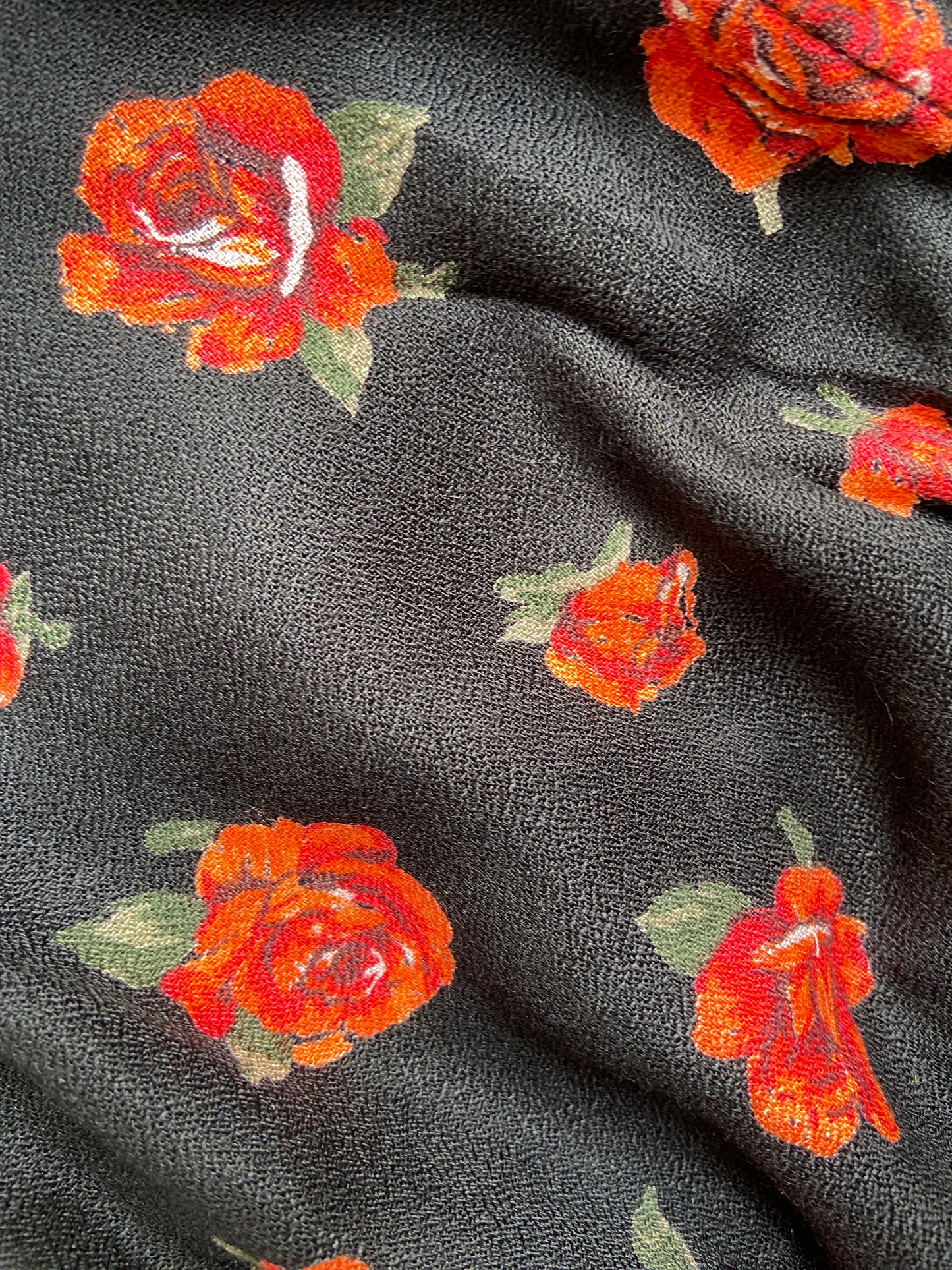 Women's Black Floral Print Long Sleeve Mini Dress