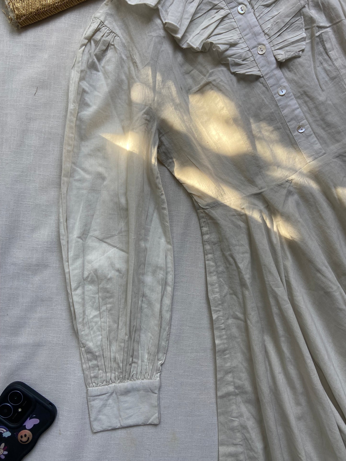 Women's Vintage White Ruffle Collar Fit & Flare Dress