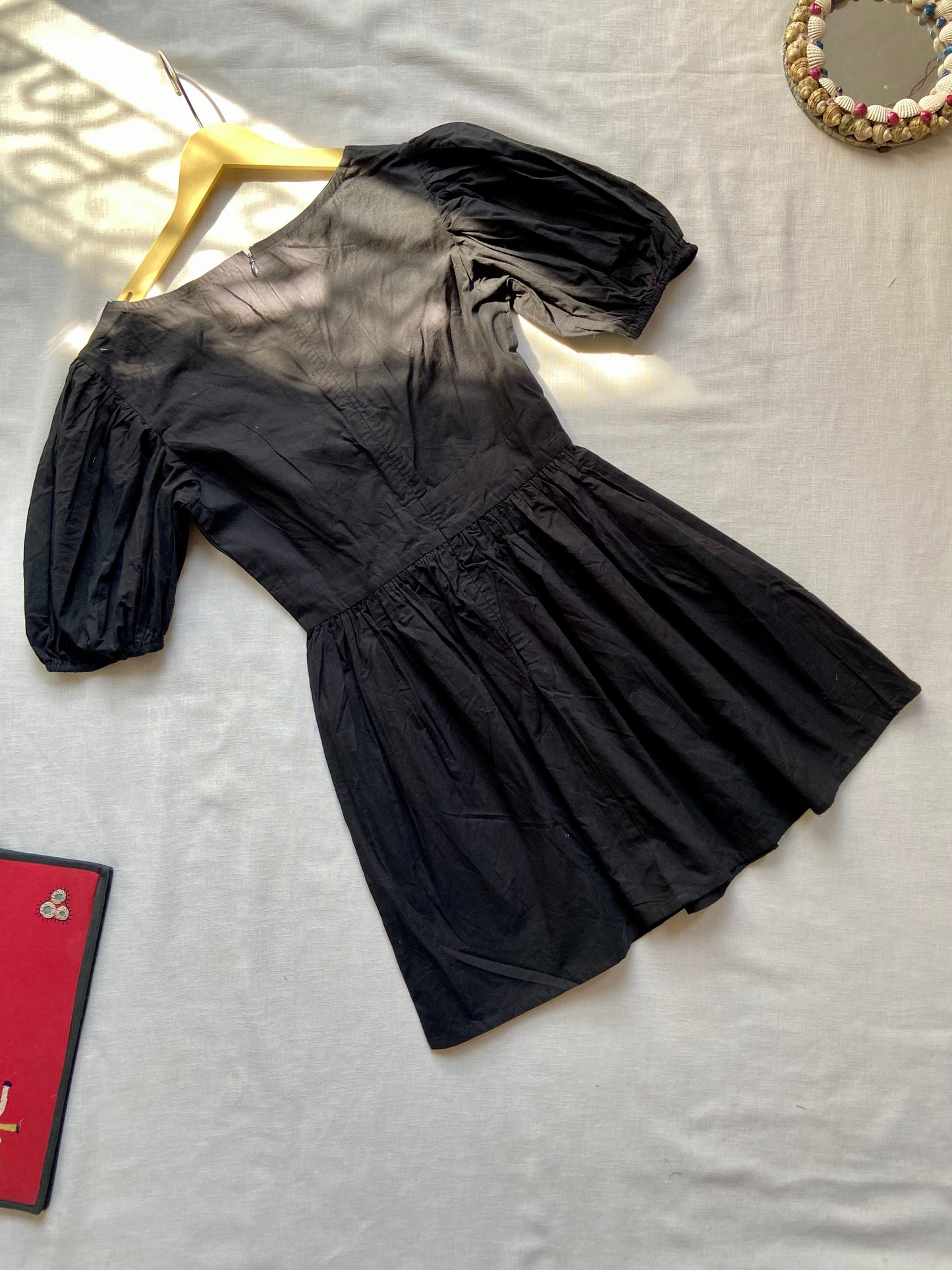 Black Fit & Flare Puff Sleeve Dress