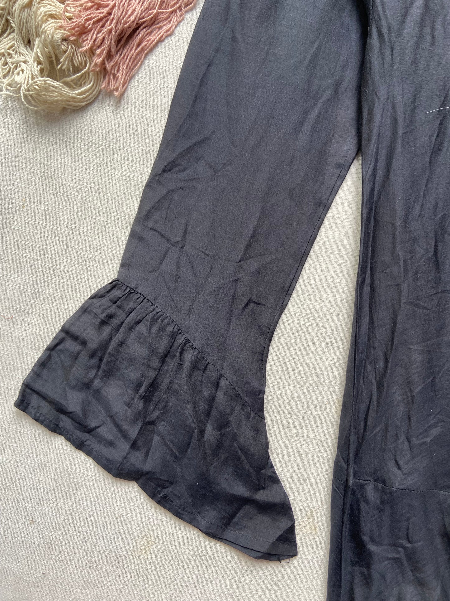 Women's Black Flared Tunic Top with Colorful Embroidery – Boho Ethnic Style