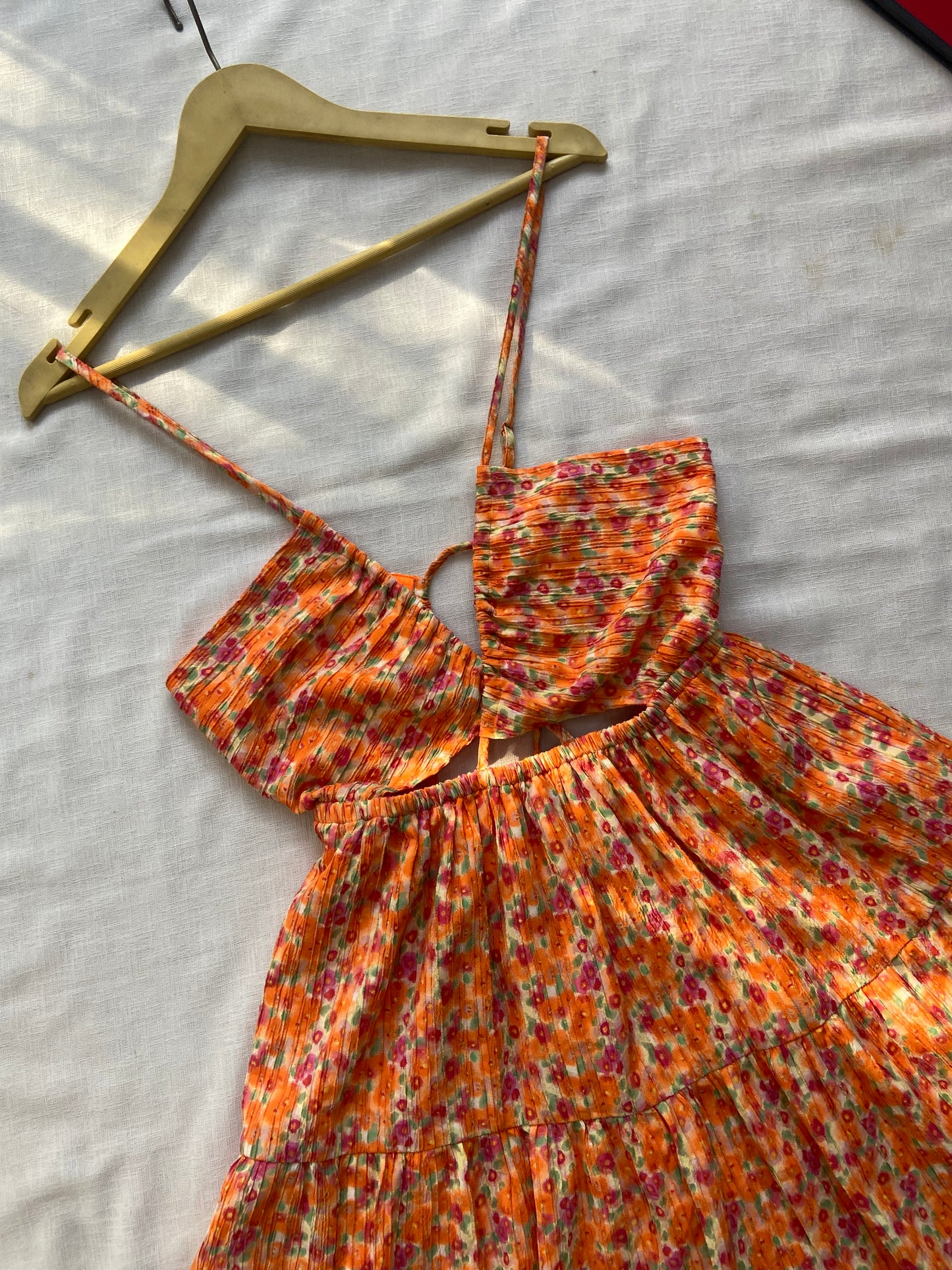 Apricot Garden Bow Mini Dress