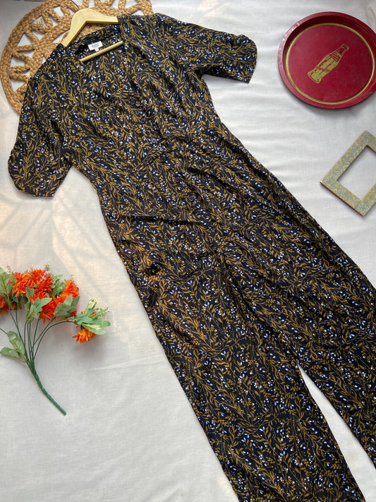 Women's Black Floral Printed Jumpsuit