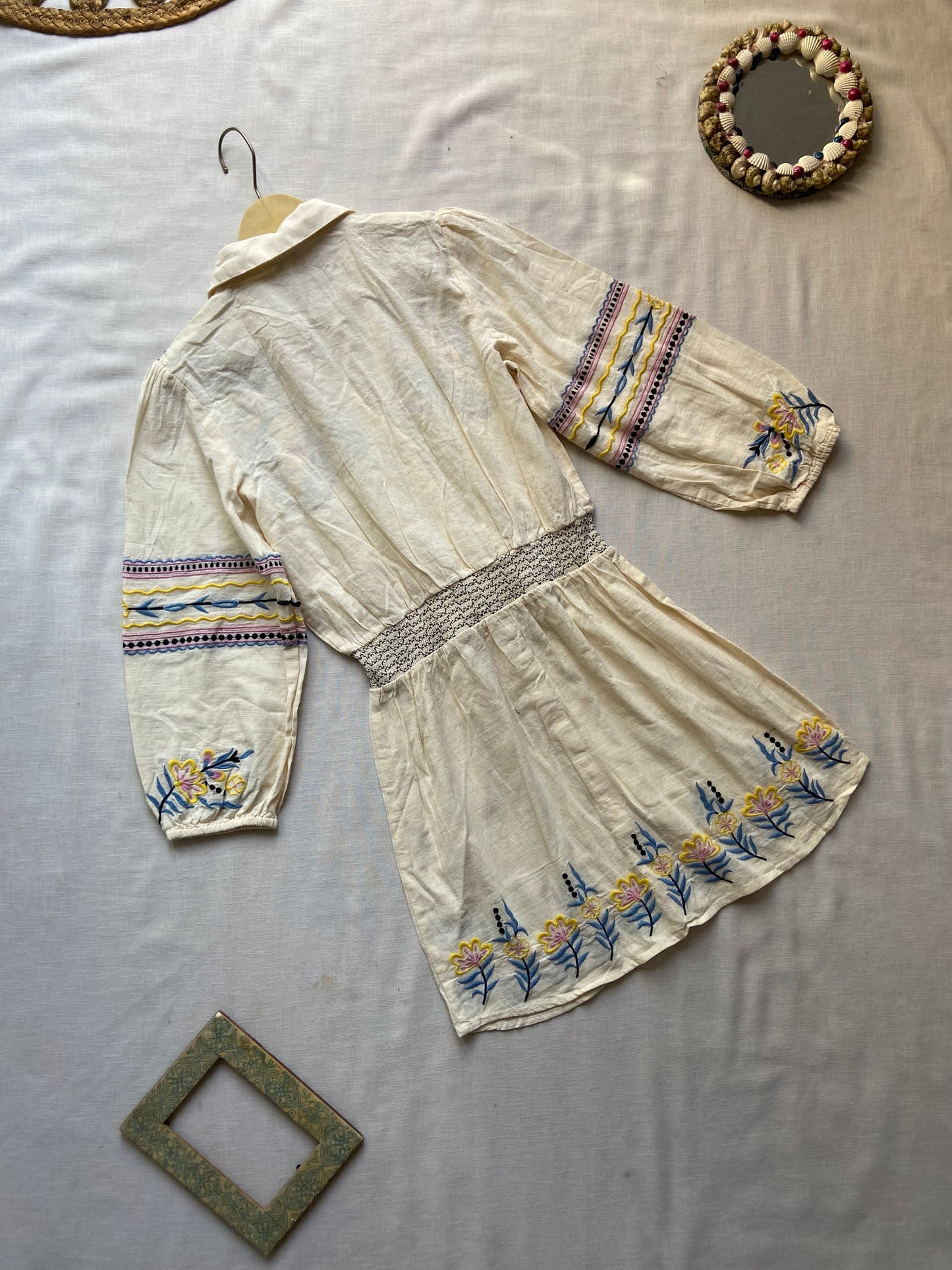 Boho Chic Embroidered Button-Down Mini Dress