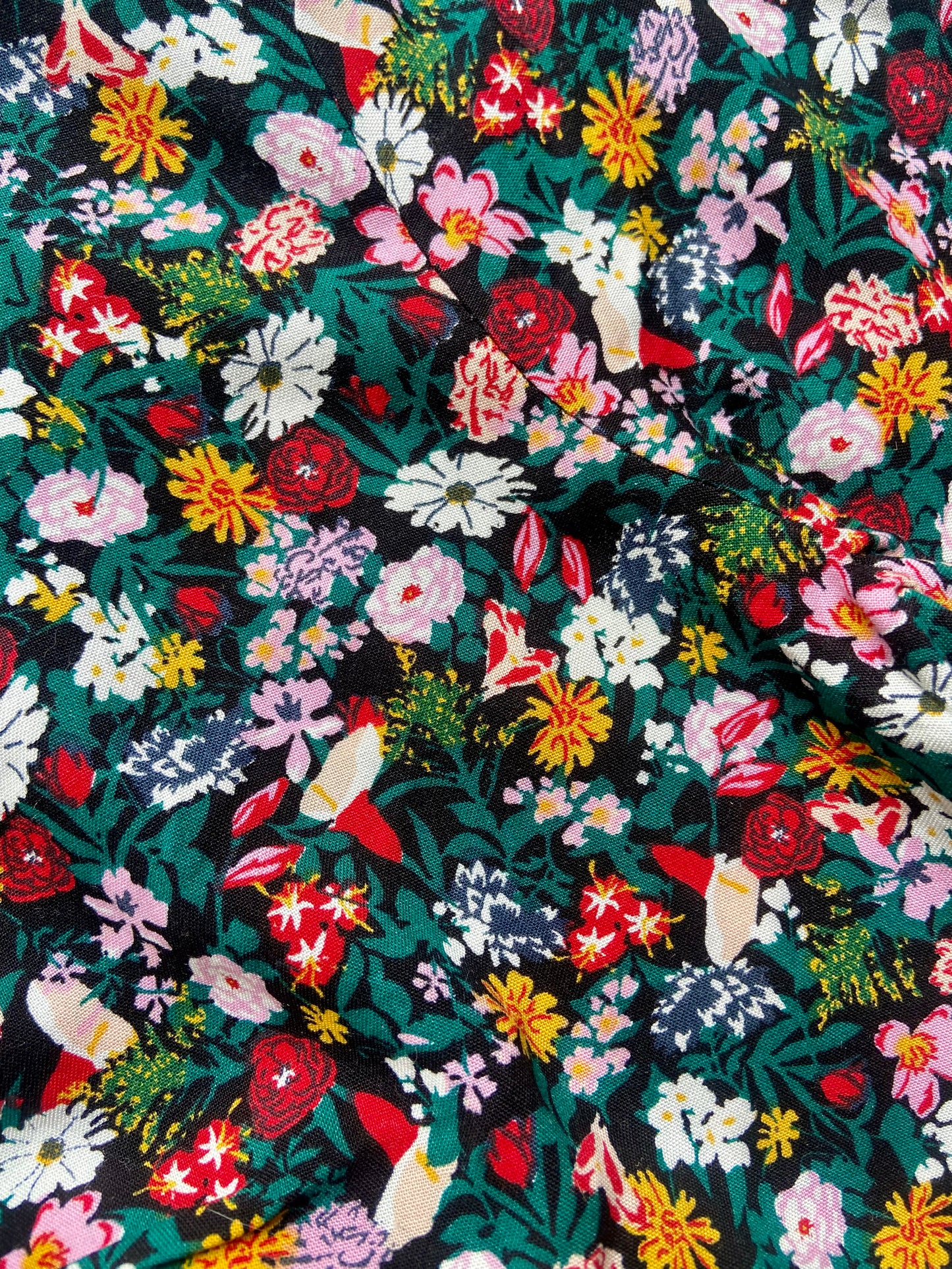 Floral Ruched Front Bell Sleeve Top