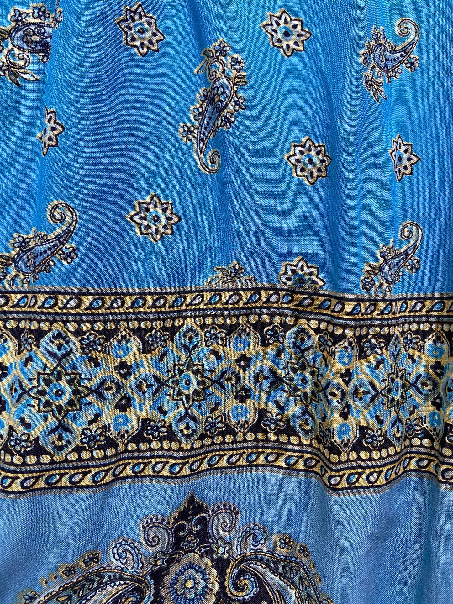 Bohemian Blue Printed Off-Shoulder Maxi Dress