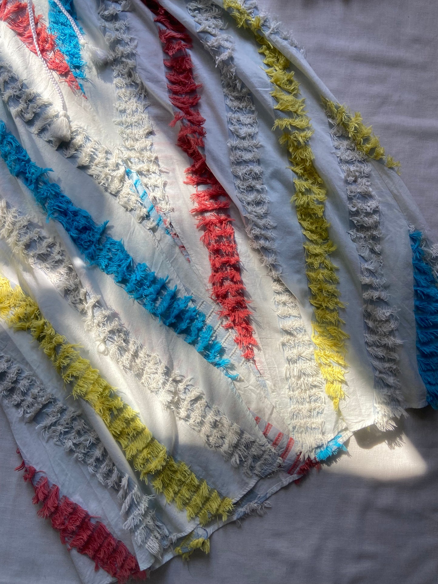 Women's Multicolor Striped Tassel Kaftan Dress