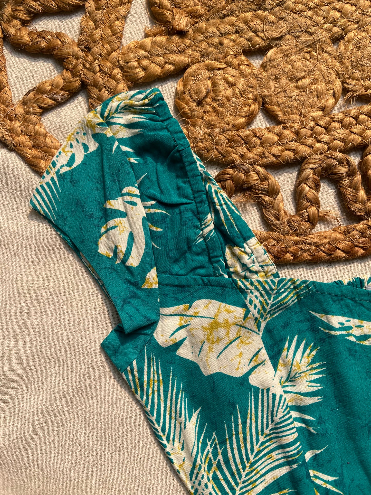 Tropical Green Floral Cotton Blouse for Women