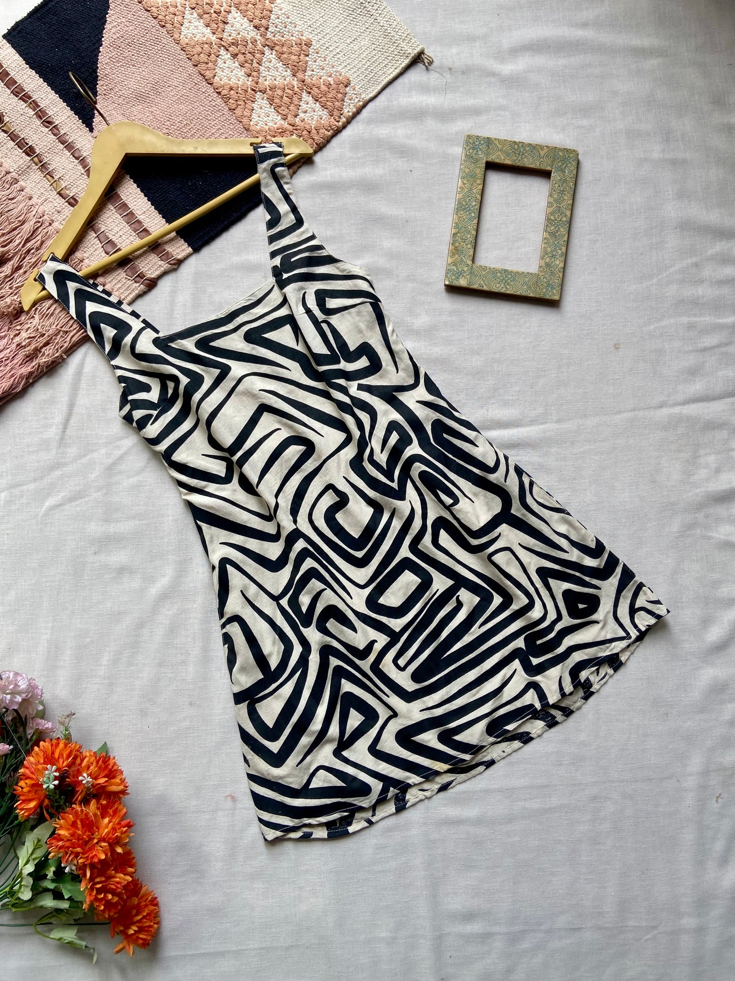 Abstract Print Sleeveless Mini Dress