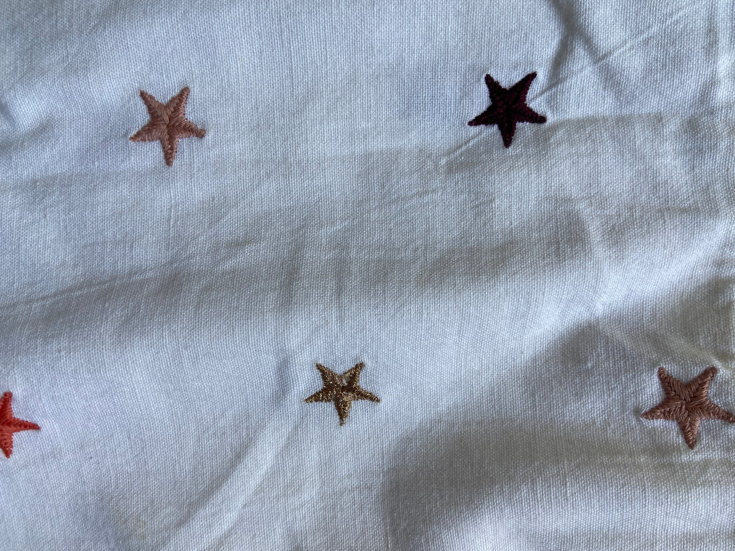 White Puff Sleeve Dress with Star Embroidery