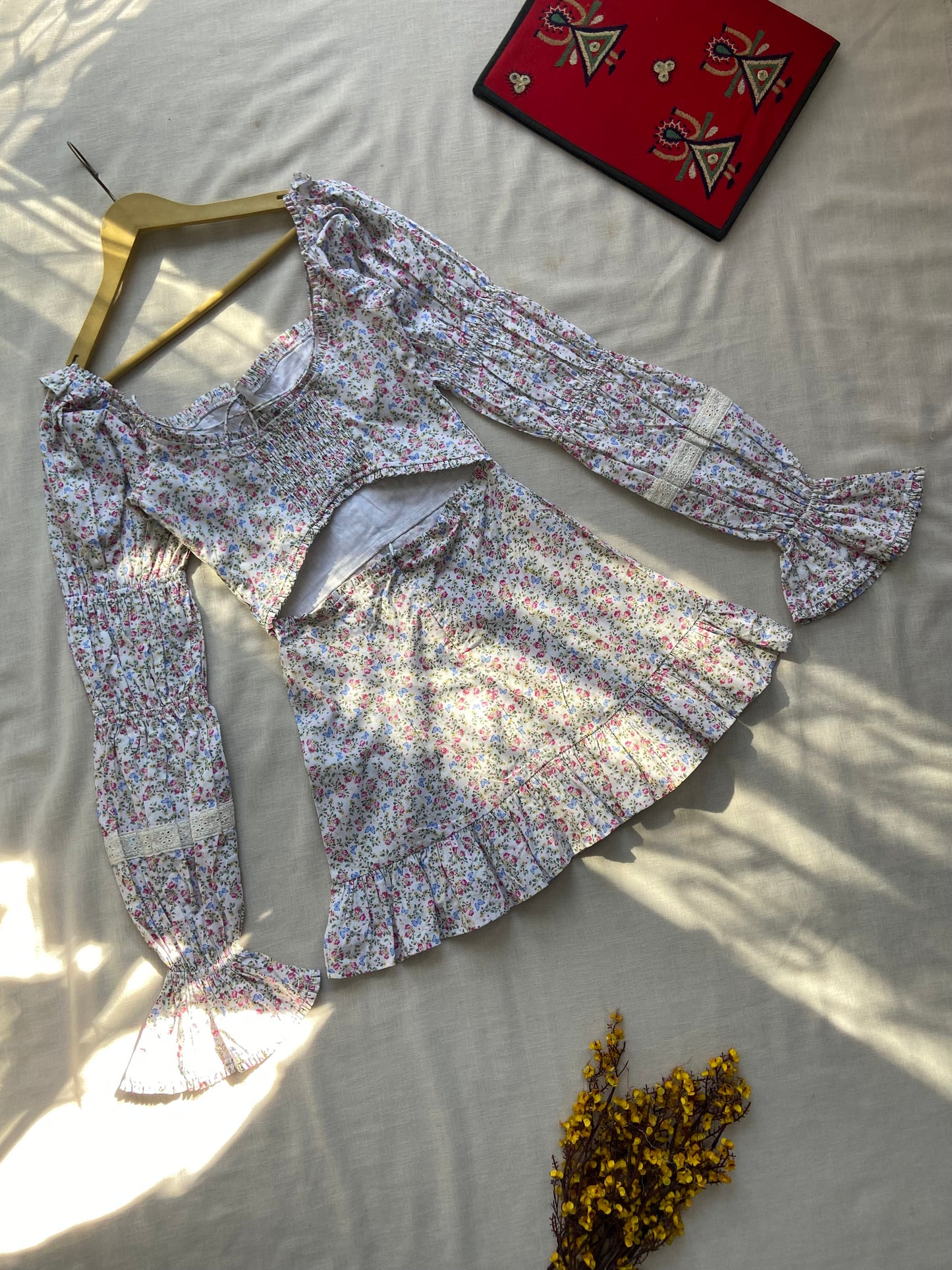 Floral Smocked Mini Dress with Puff Sleeves