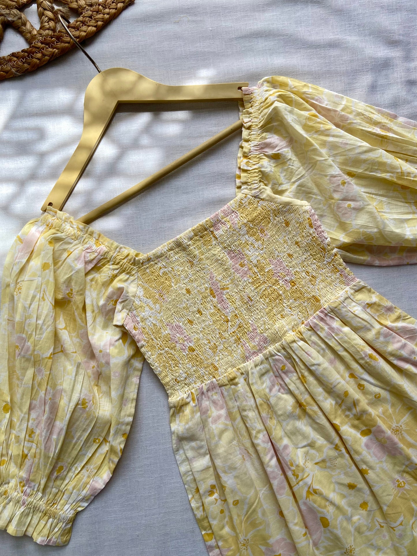 Yellow And Peach Floral Mini Dress