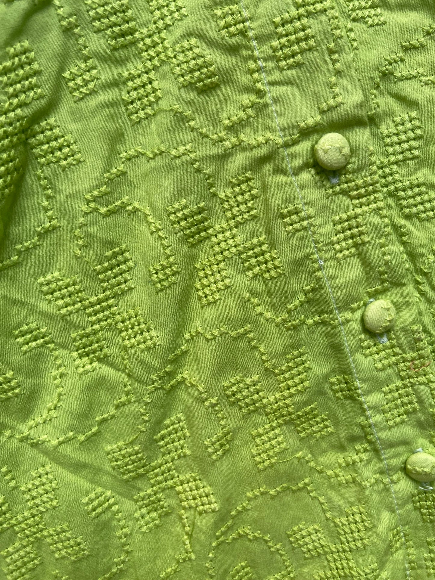 Women’s Lime Green Cut-Out Front Buttoned Dress with Ruffle Hem