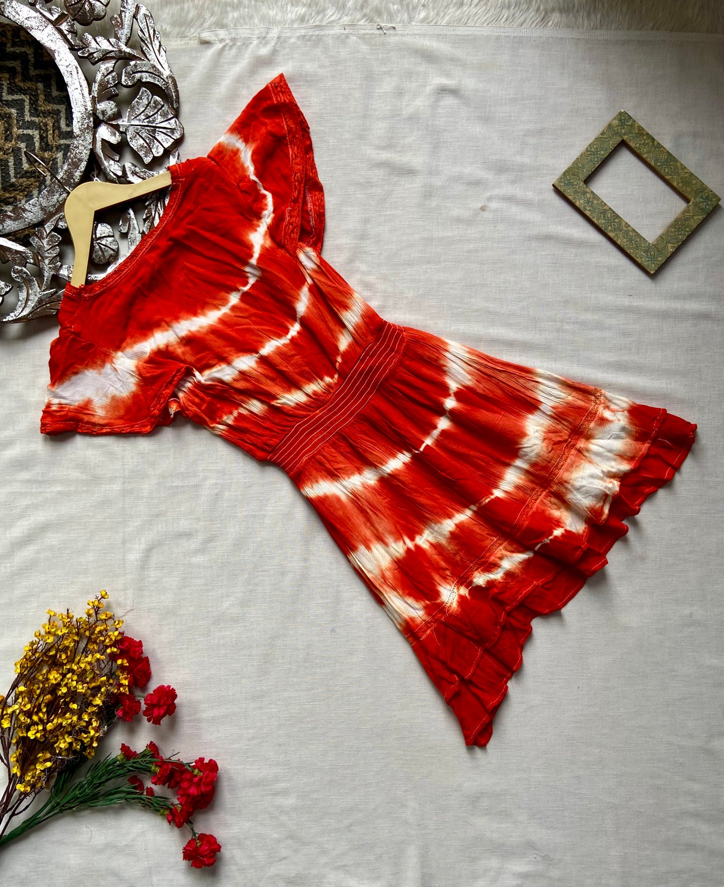 Sunburst tie-dye mini dress