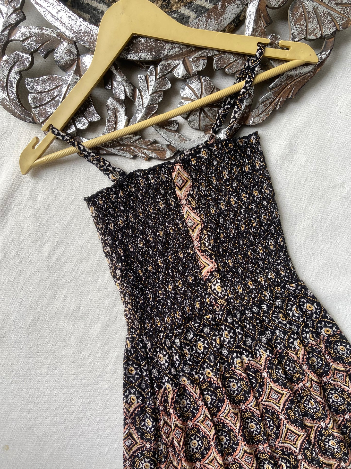 Strap pattern boho midi dress