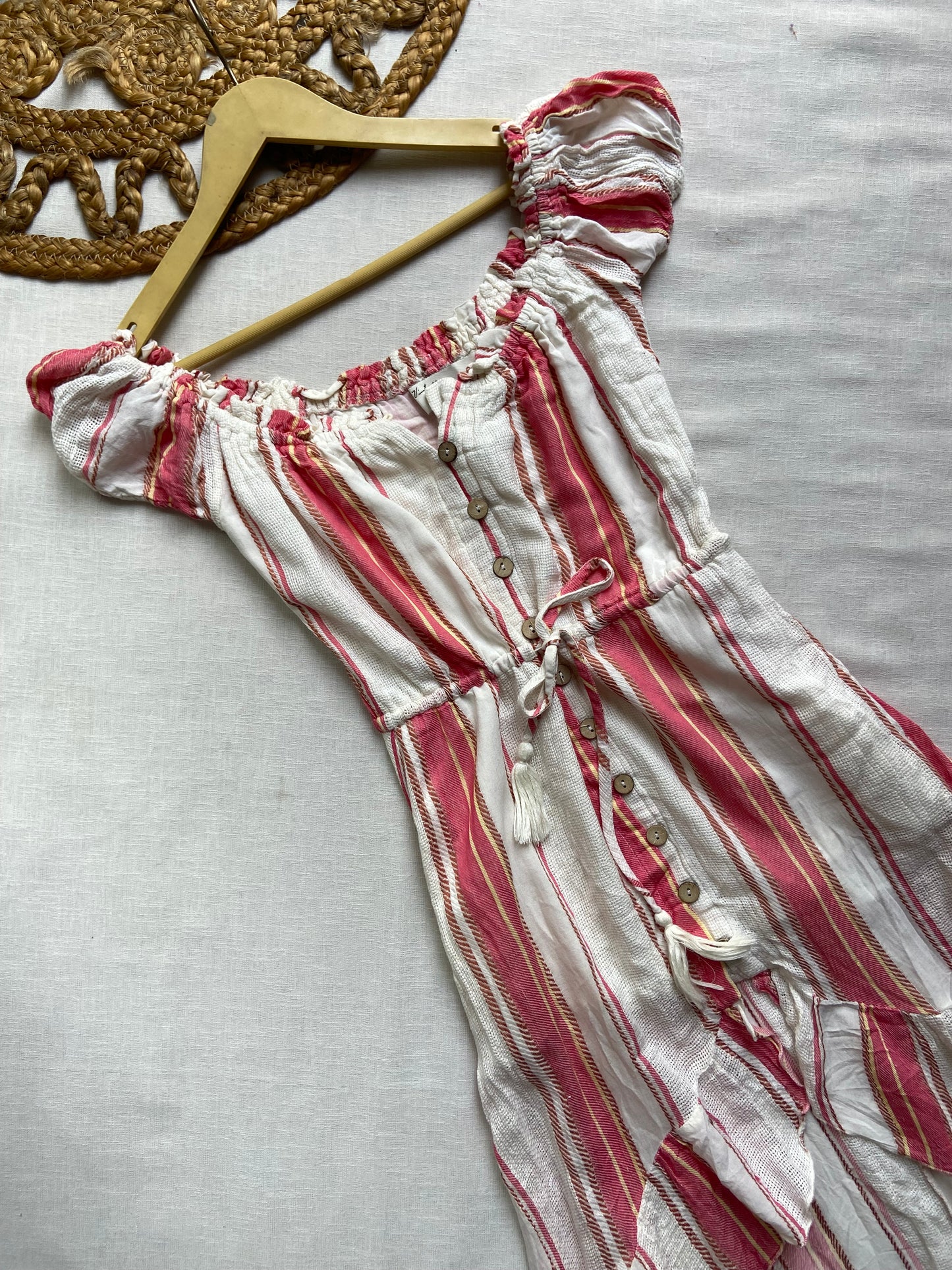 Stripe Print High Low Dress