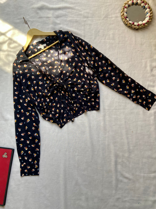 Night Bloom Floral Ruched Top