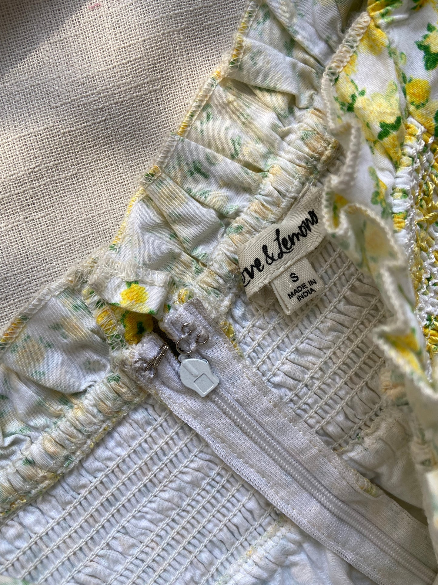 Yellow Floral Puff Sleeve Smocked Mini Dress