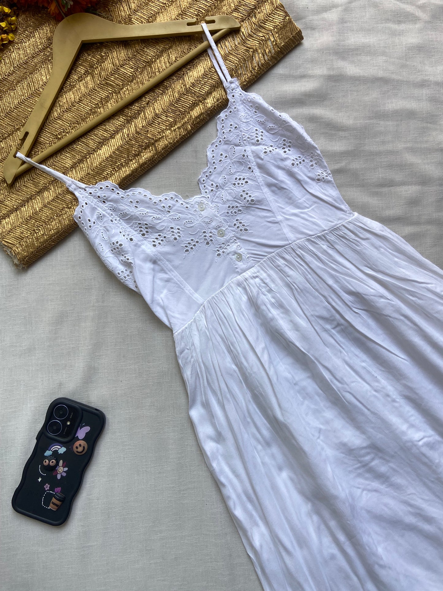 Elegant White Lace Midi Dress