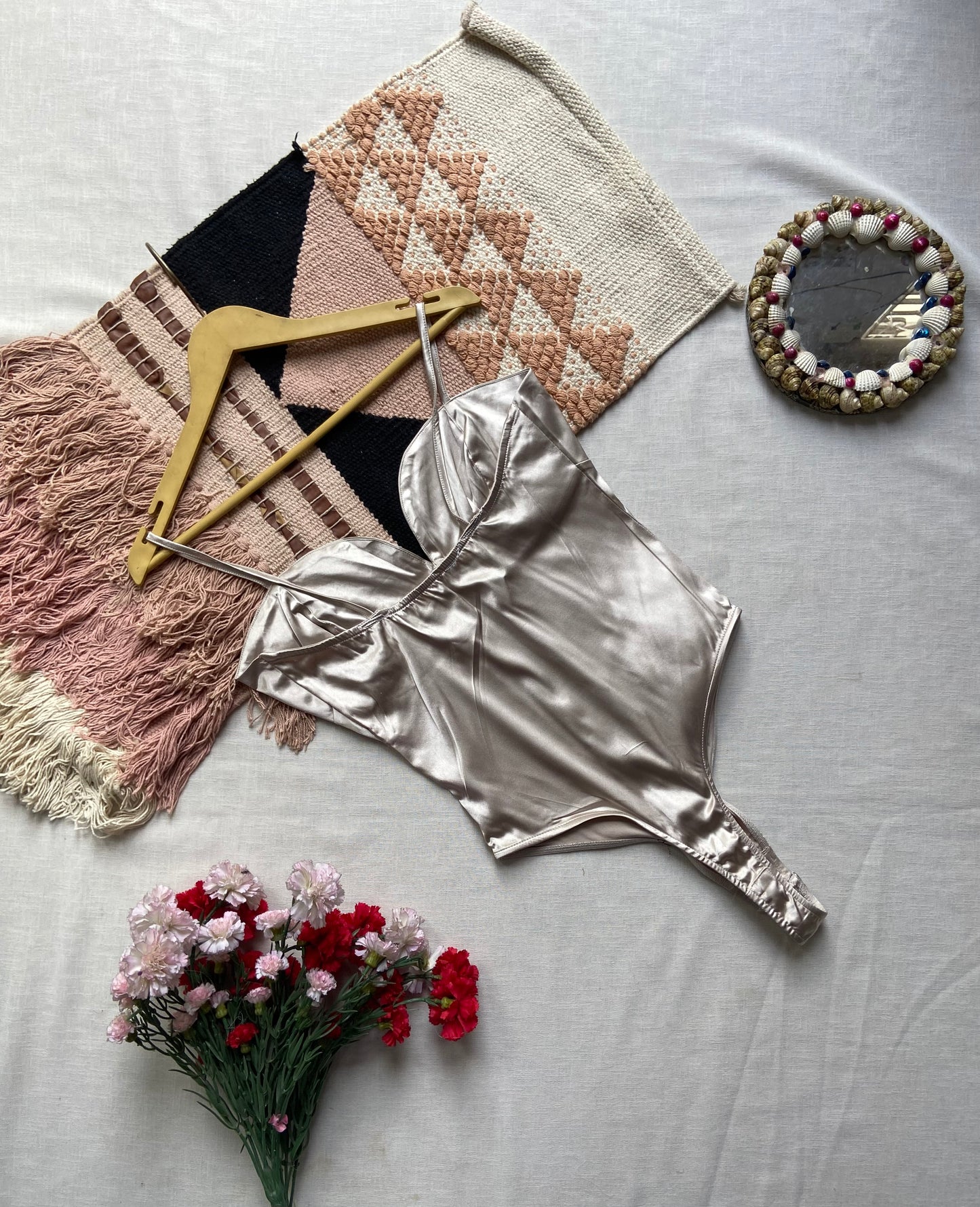 Women's Satin Bodysuit with Spaghetti Straps – Elegant Partywear One-Piece